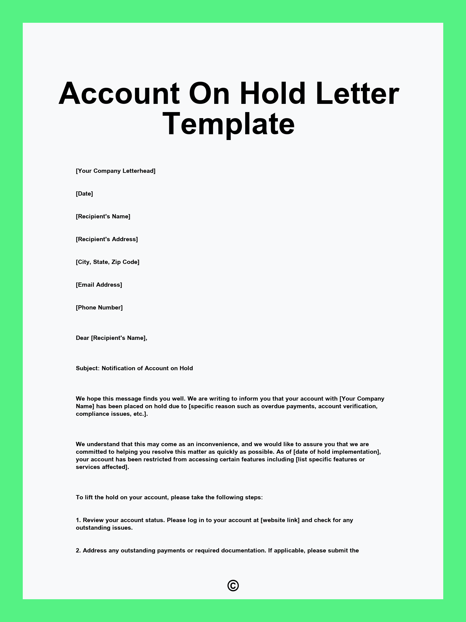 Account On Hold Letter Template