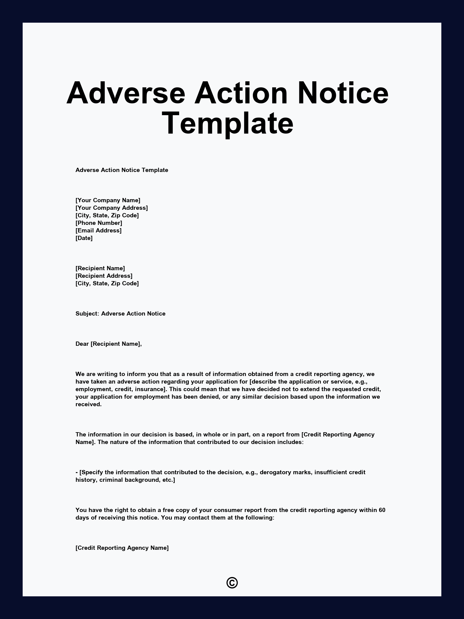 Adverse Action Notice Template