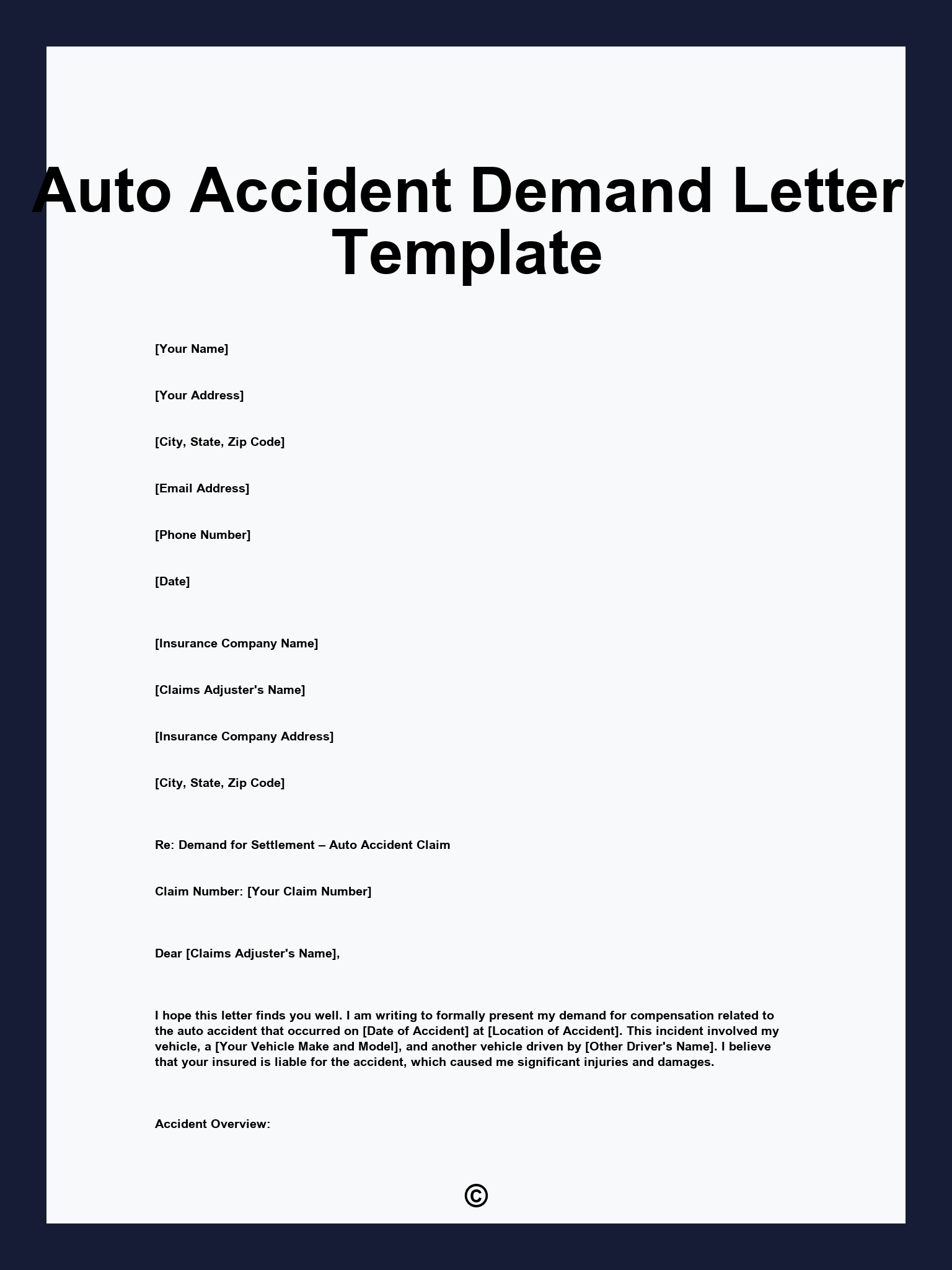 Auto Accident Demand Letter Template