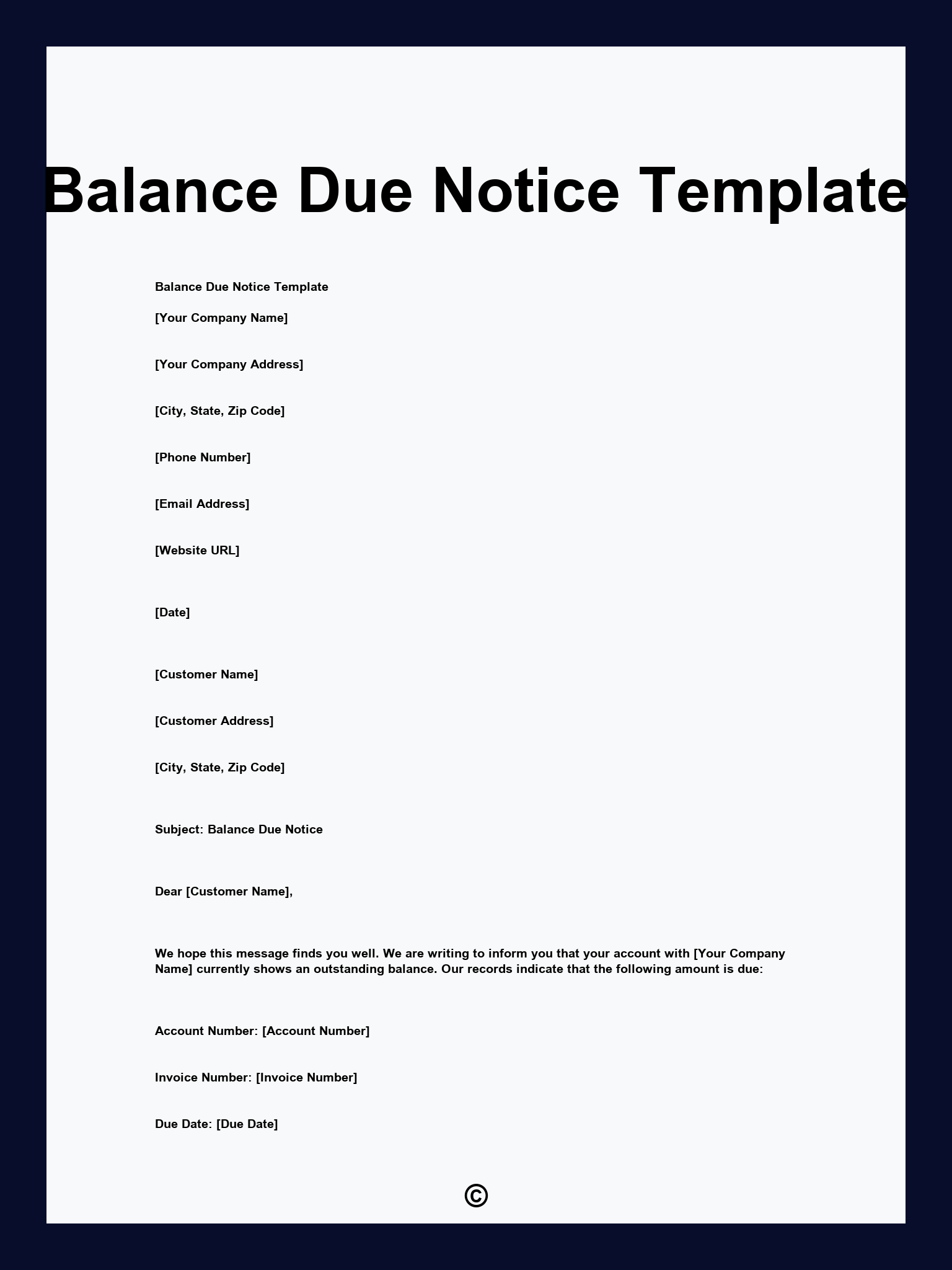 Balance Due Notice Template