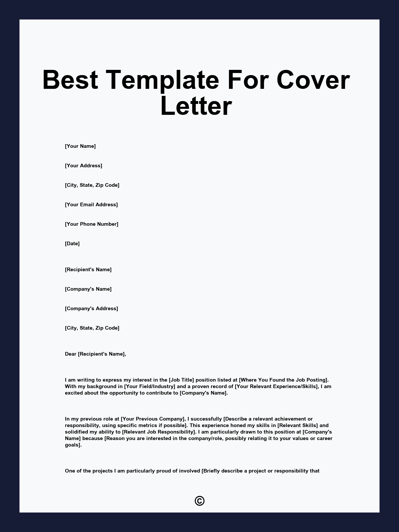 Best Template For Cover Letter