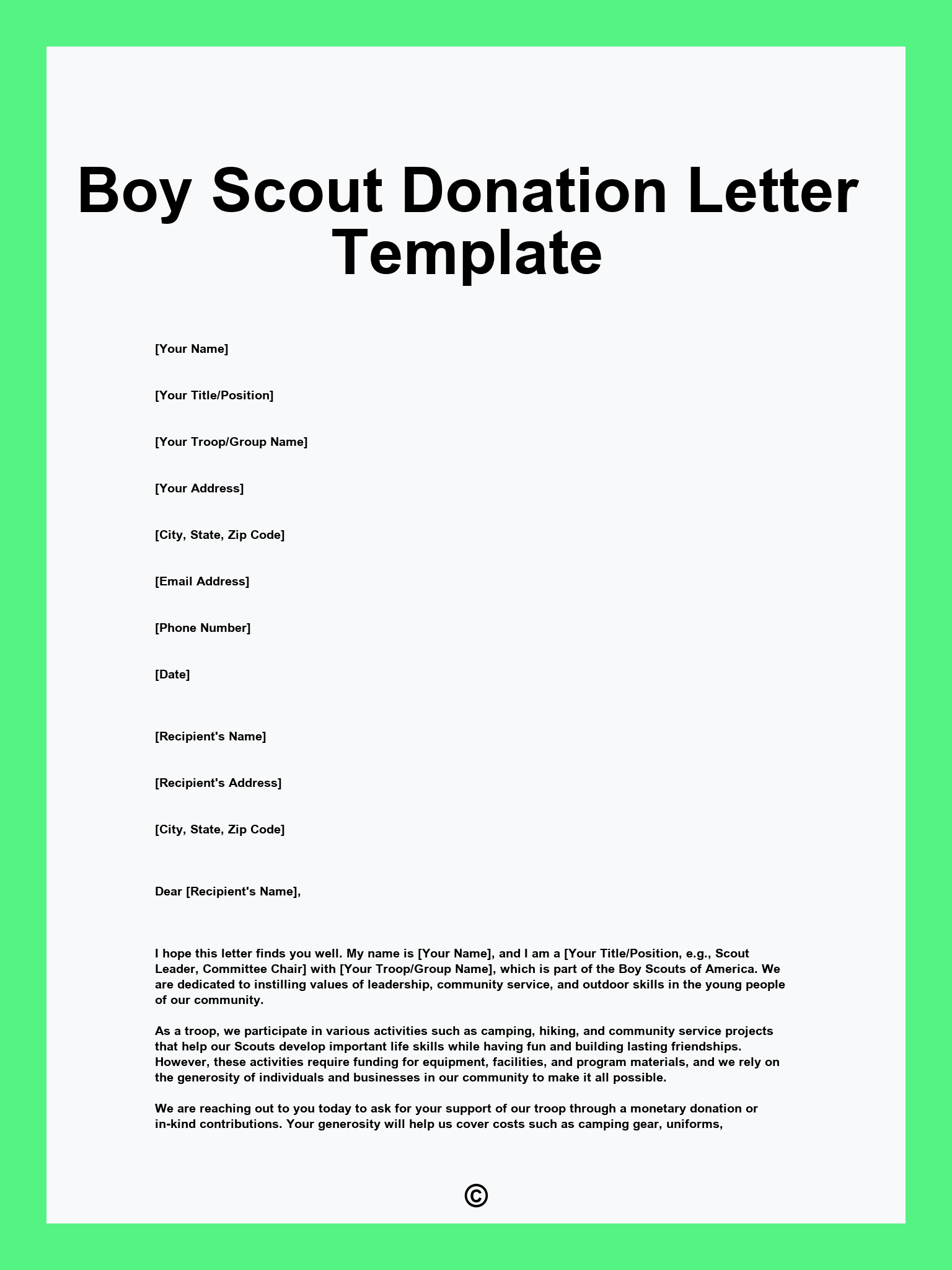 Boy Scout Donation Letter Template