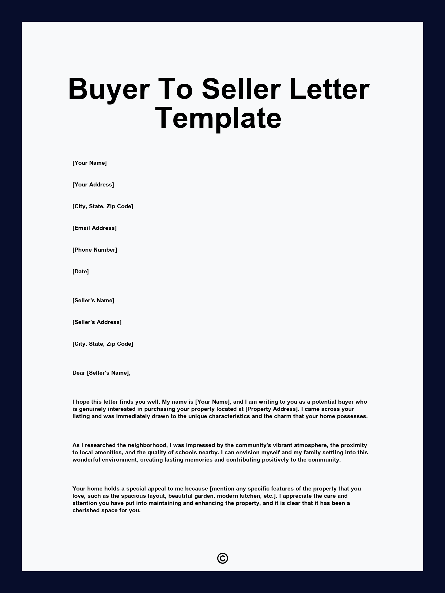Buyer To Seller Letter Template