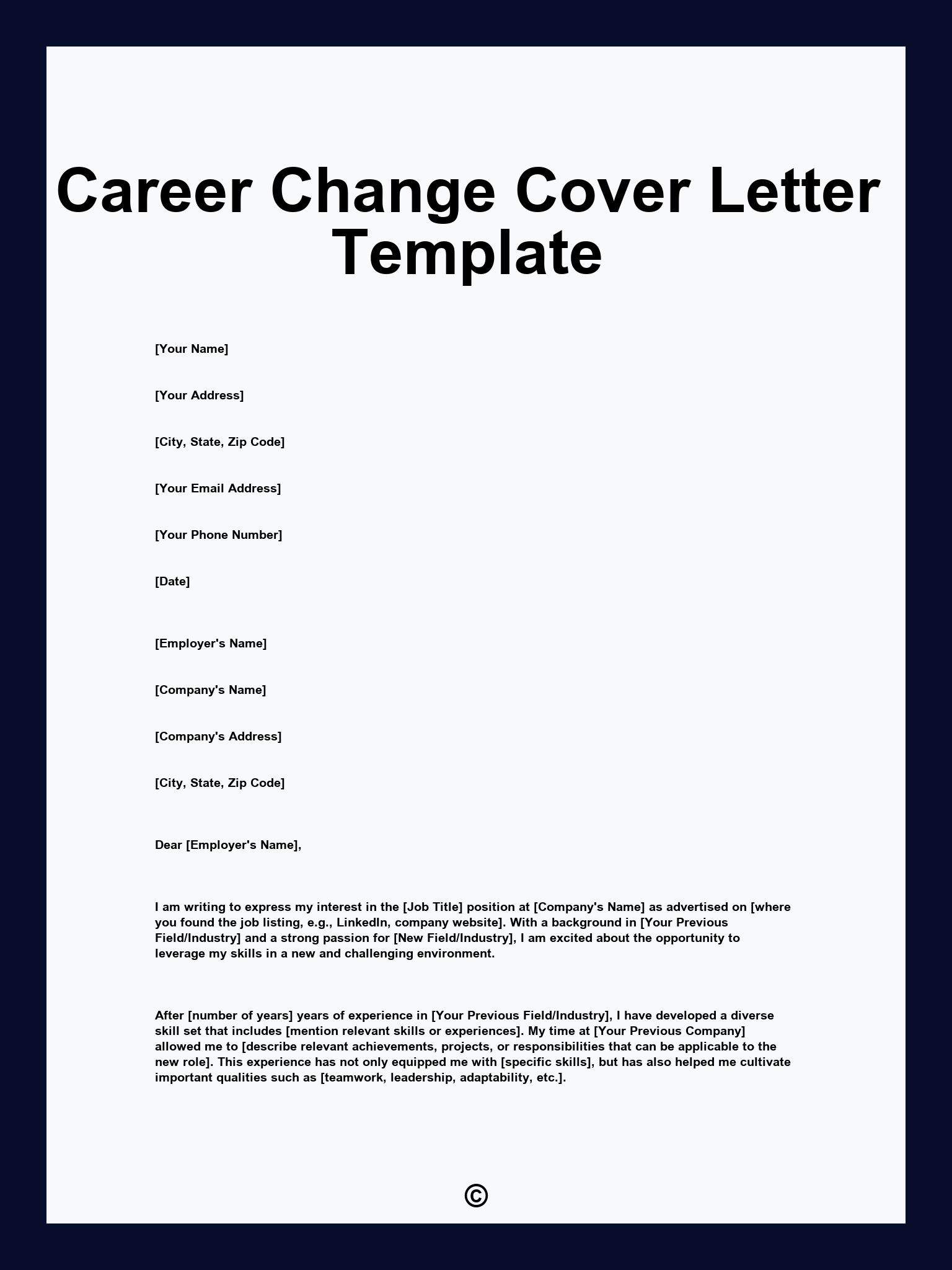 Career Change Cover Letter Template
