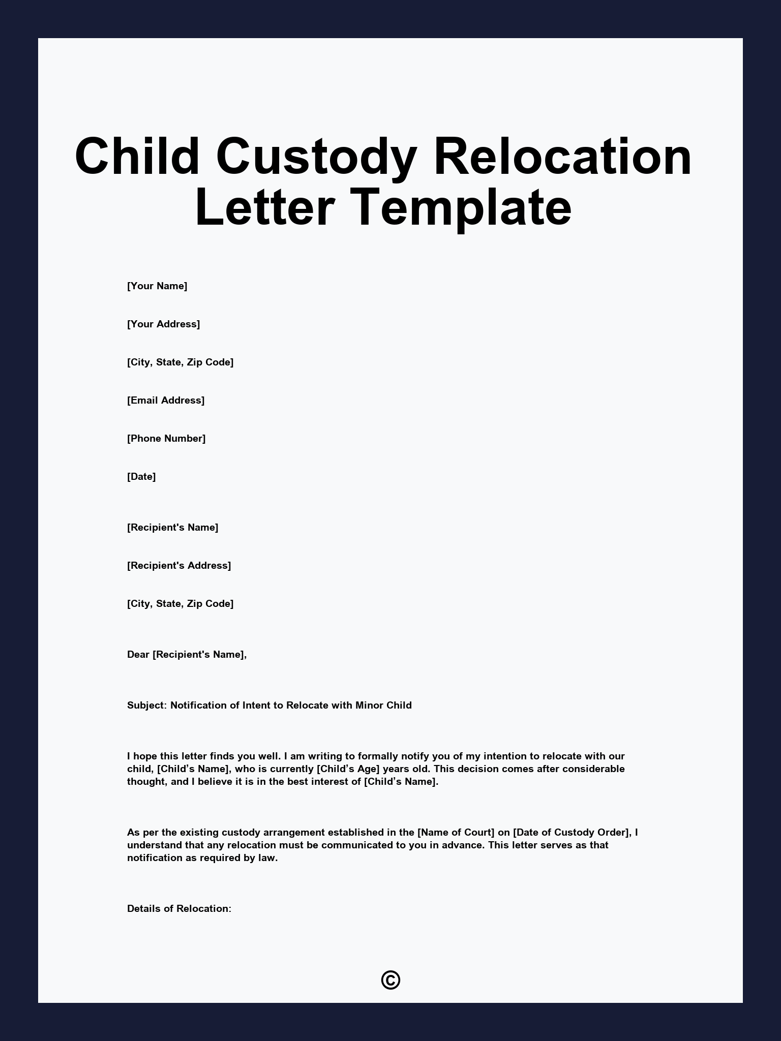 Child Custody Relocation Letter Template