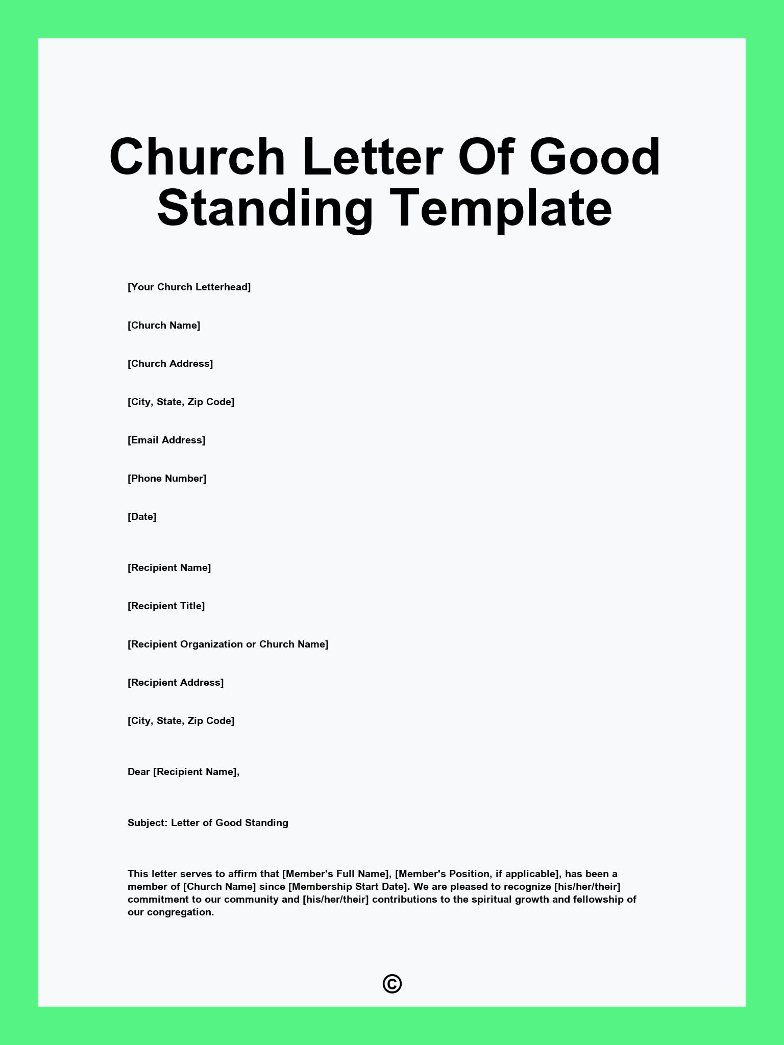 Church Letter Of Good Standing Template