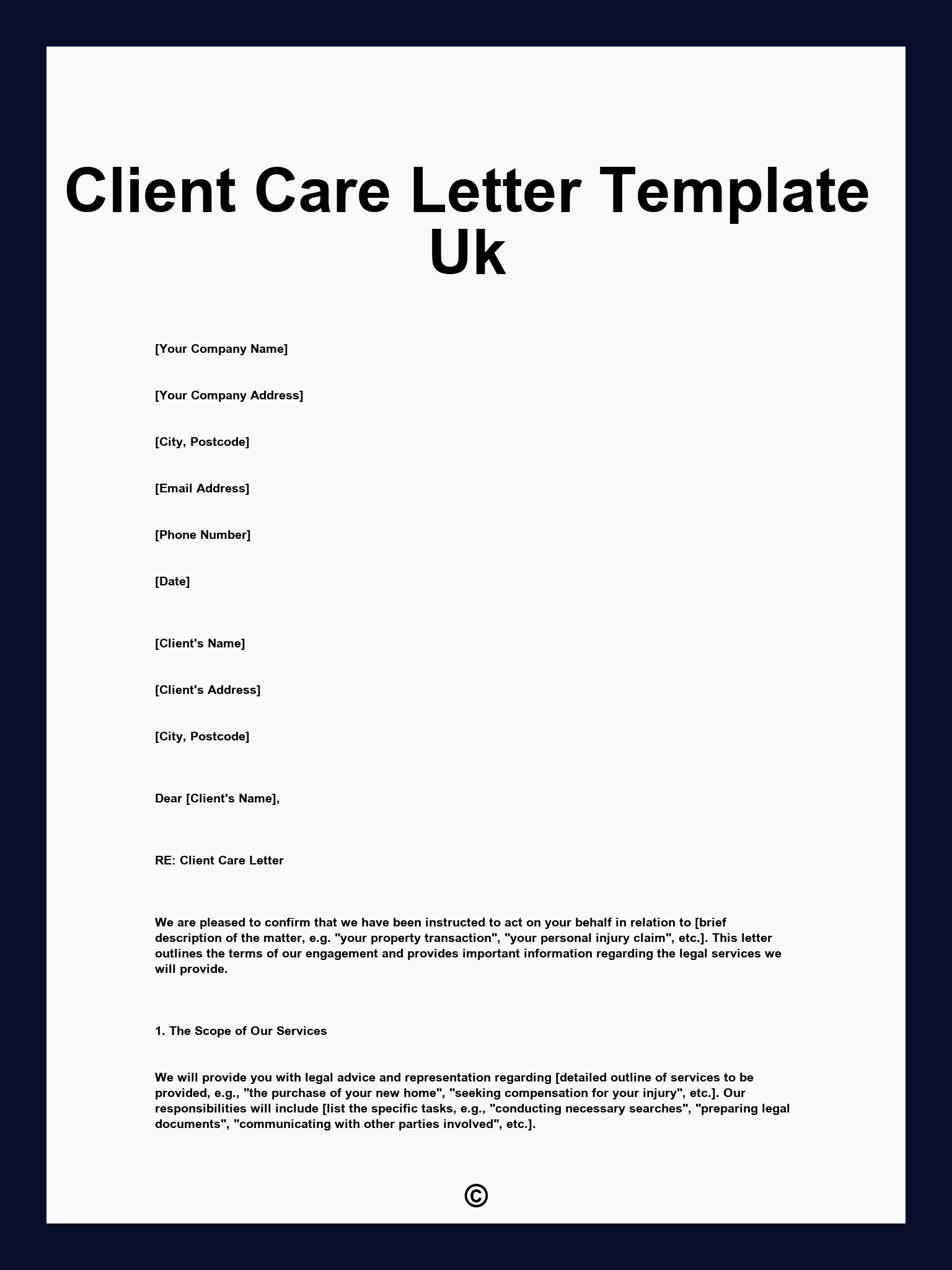 Client Care Letter Template Uk