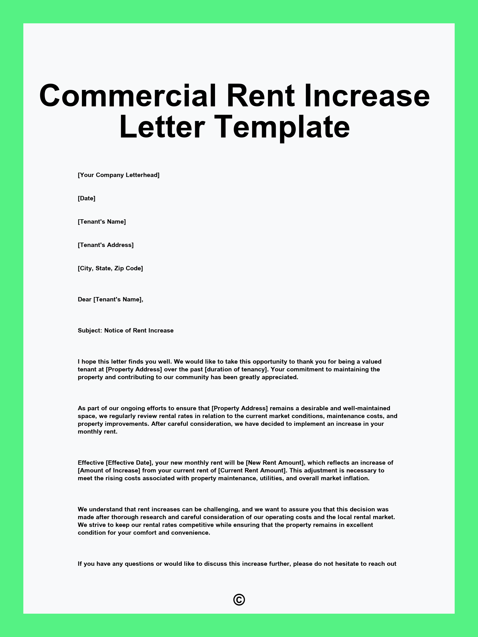 Commercial Rent Increase Letter Template