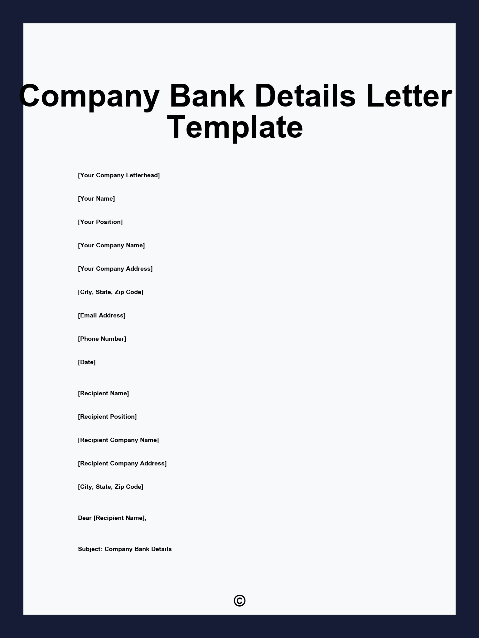Company Bank Details Letter Template