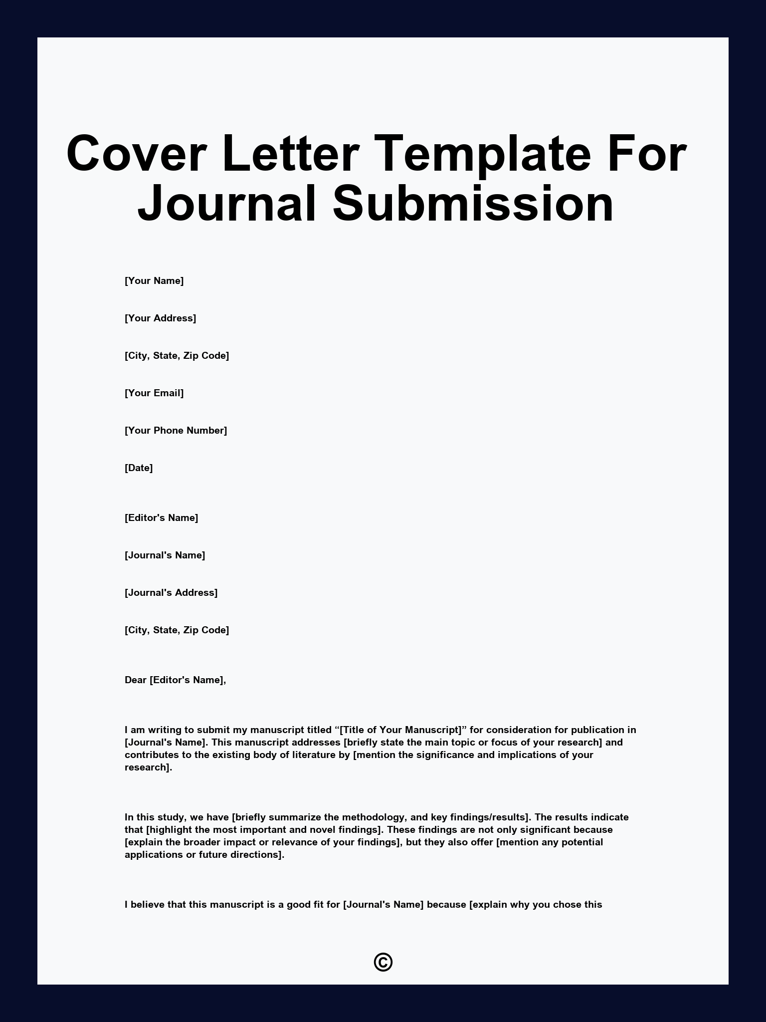 Cover Letter Template For Journal Submission