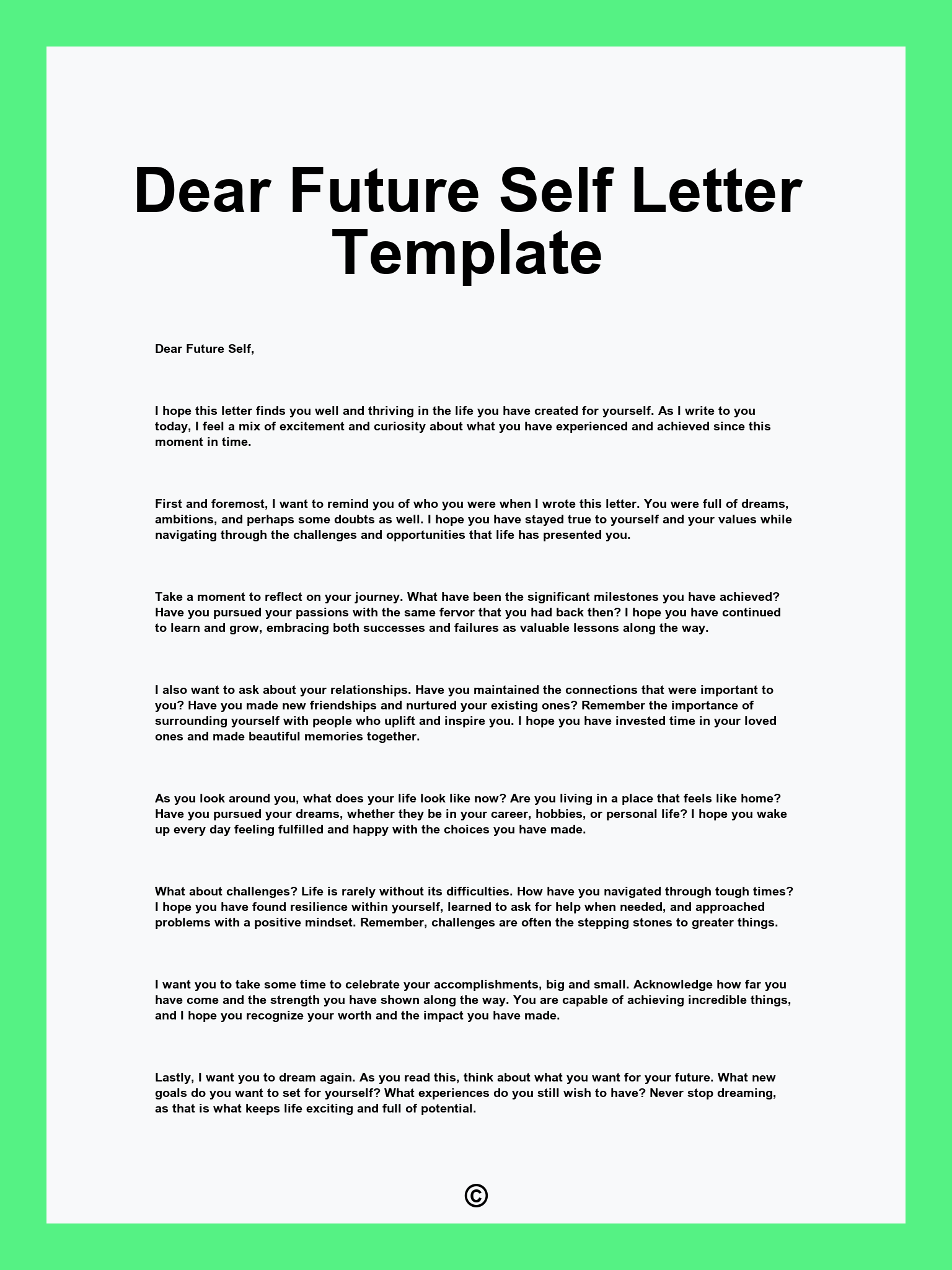 Dear Future Self Letter Template