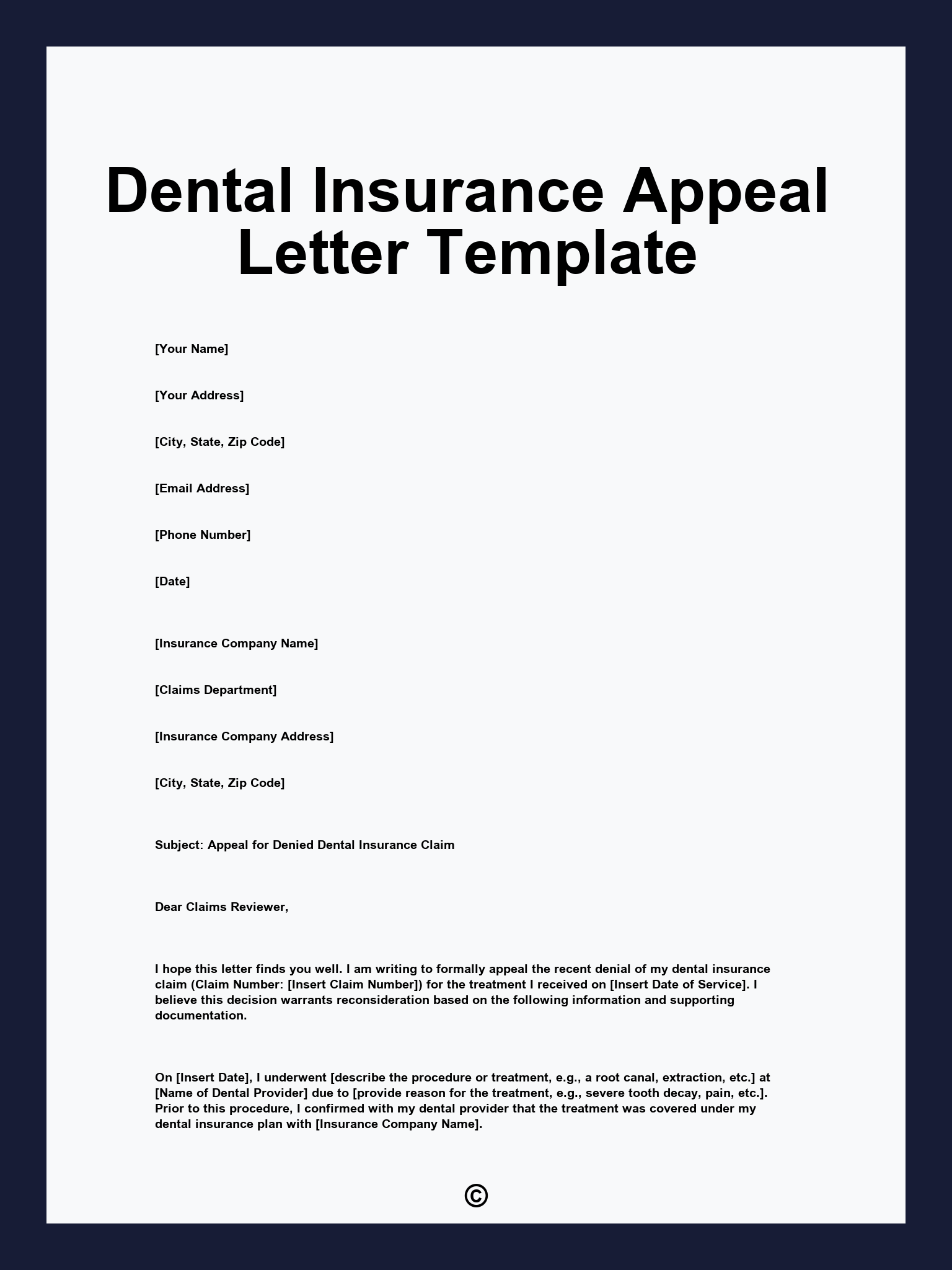 Dental Insurance Appeal Letter Template