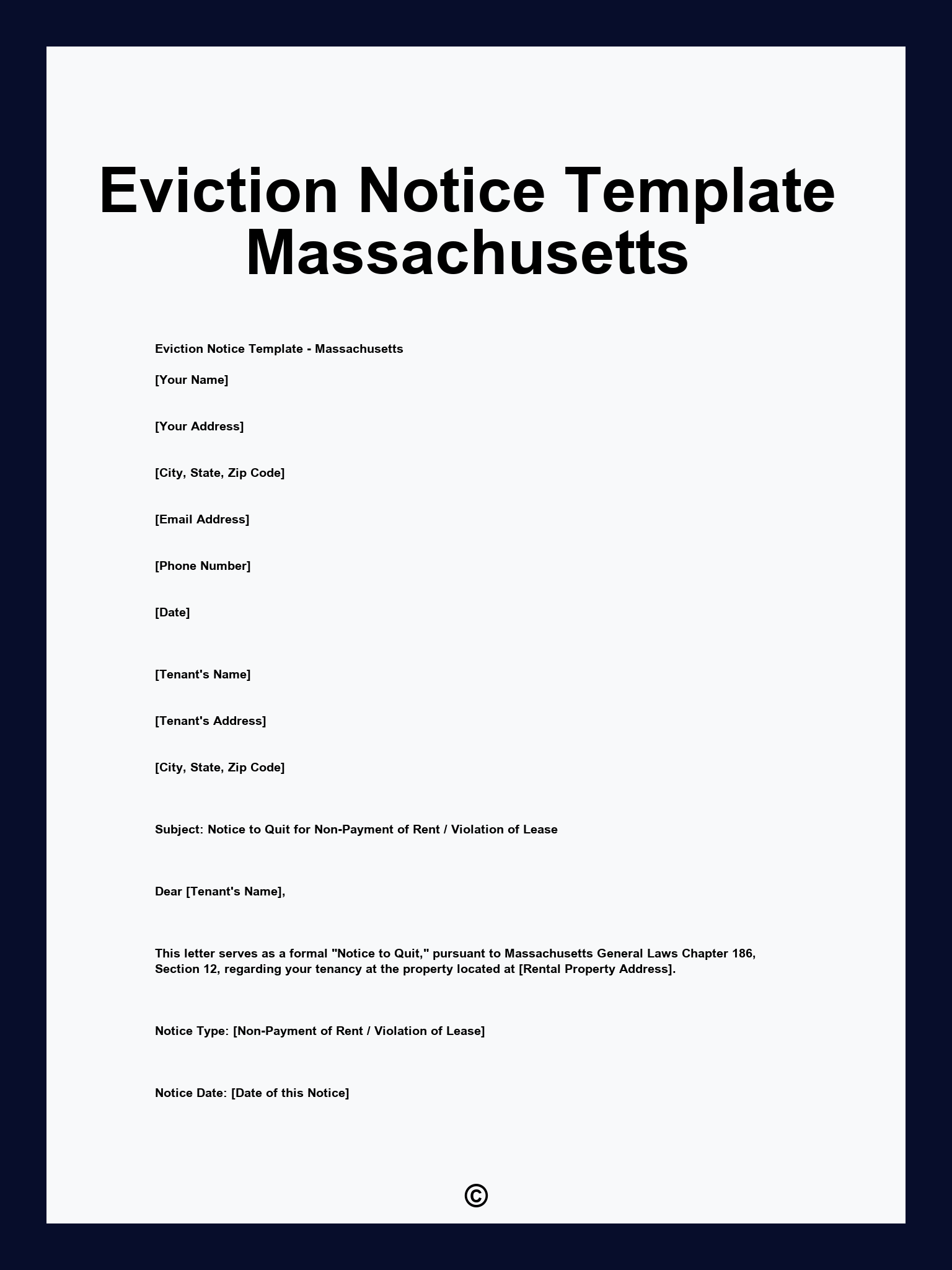 Eviction Notice Template Massachusetts