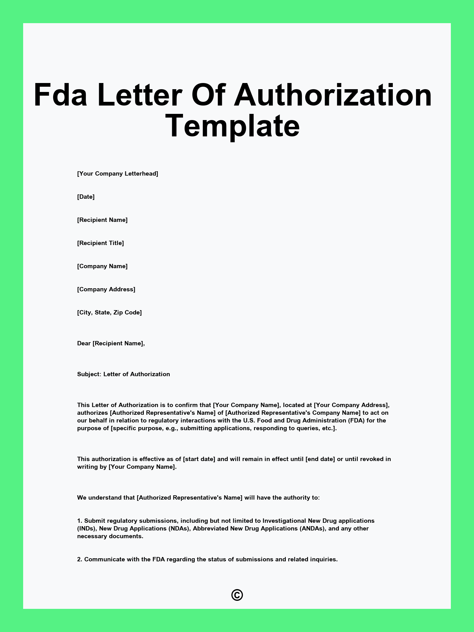 Fda Letter Of Authorization Template