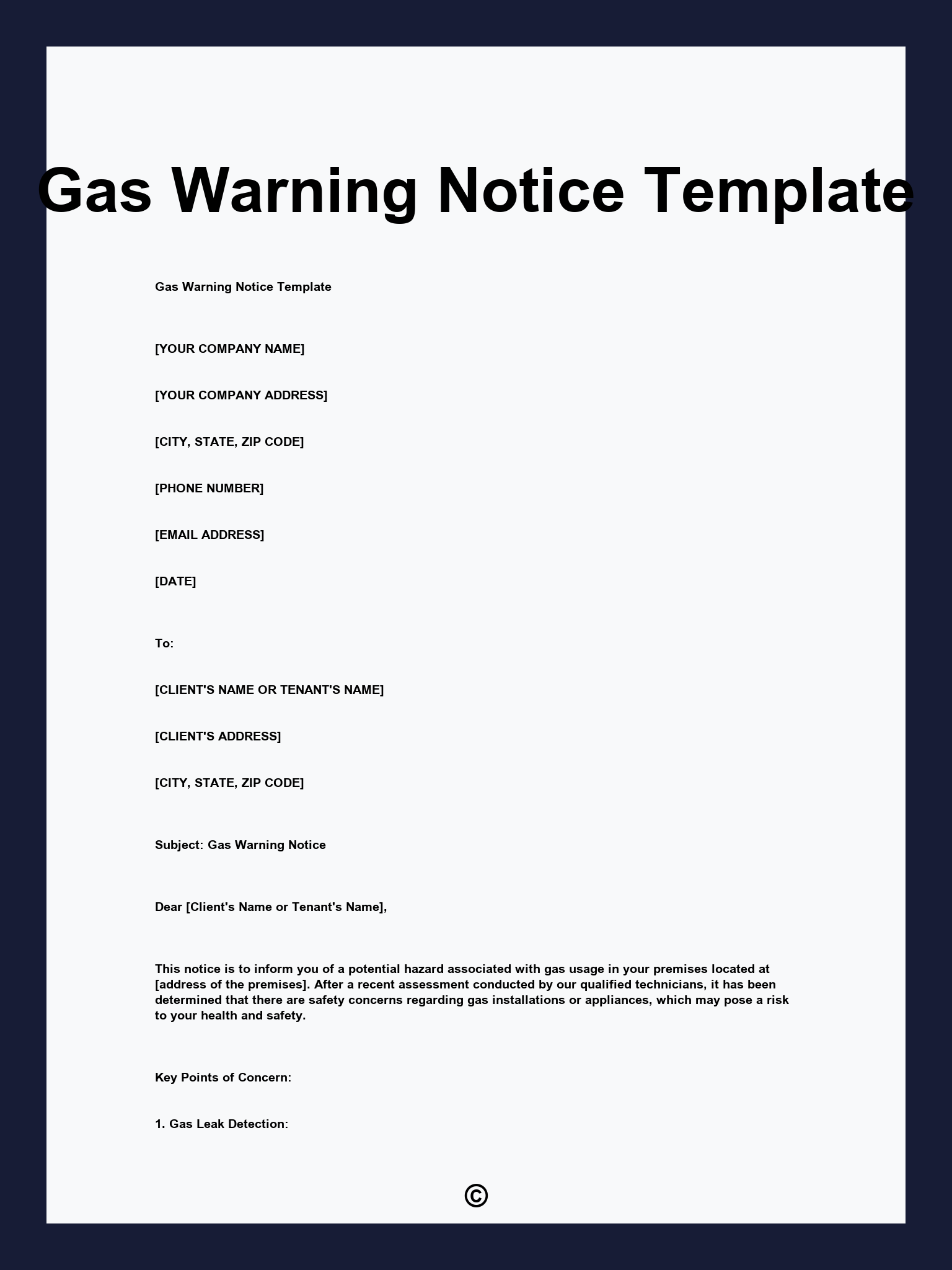 Gas Warning Notice Template