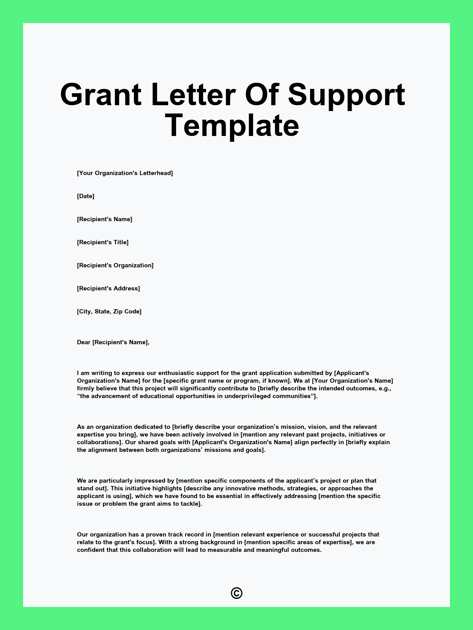 Grant Letter Of Support Template