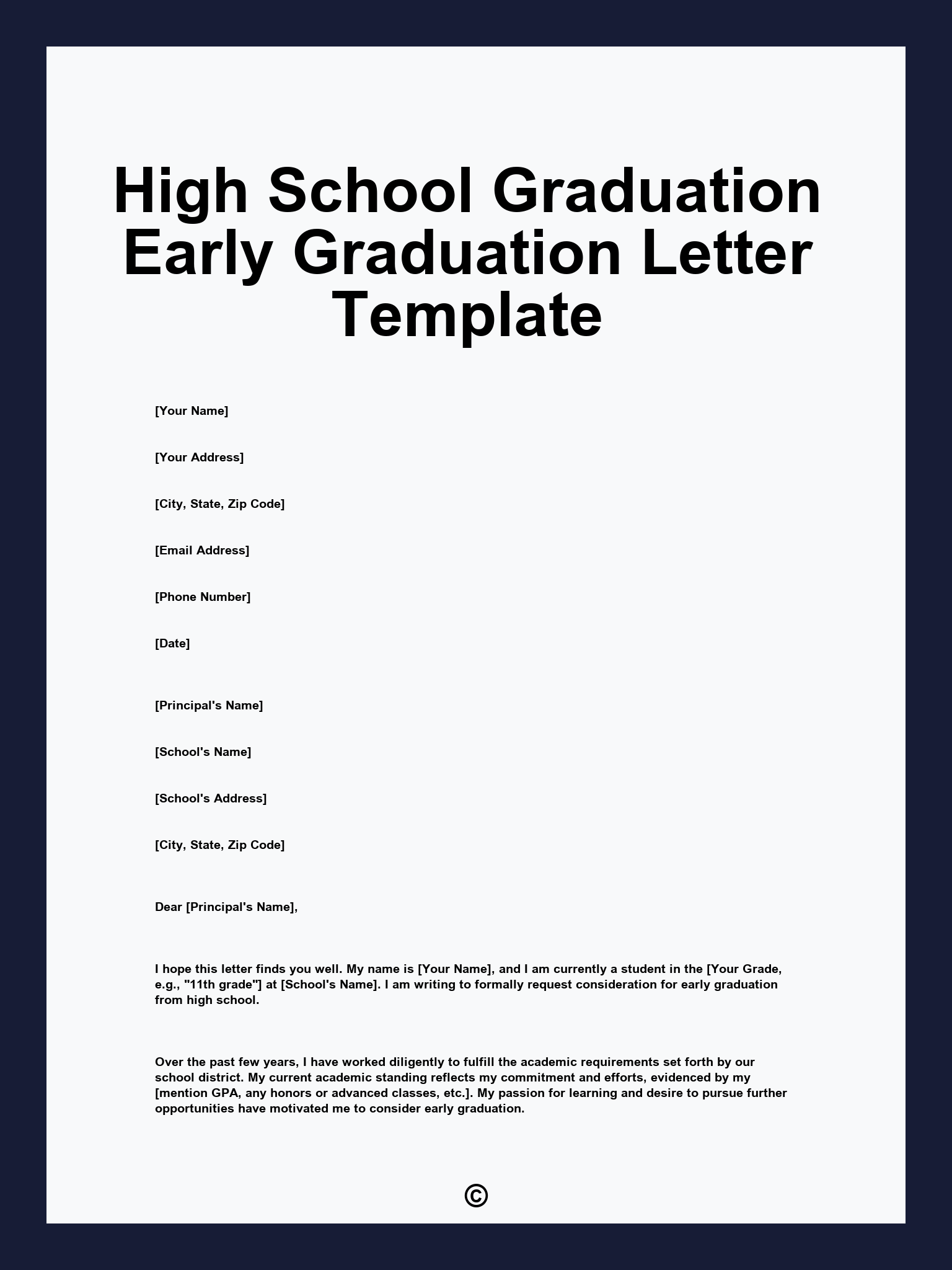 High School Graduation Early Graduation Letter Template