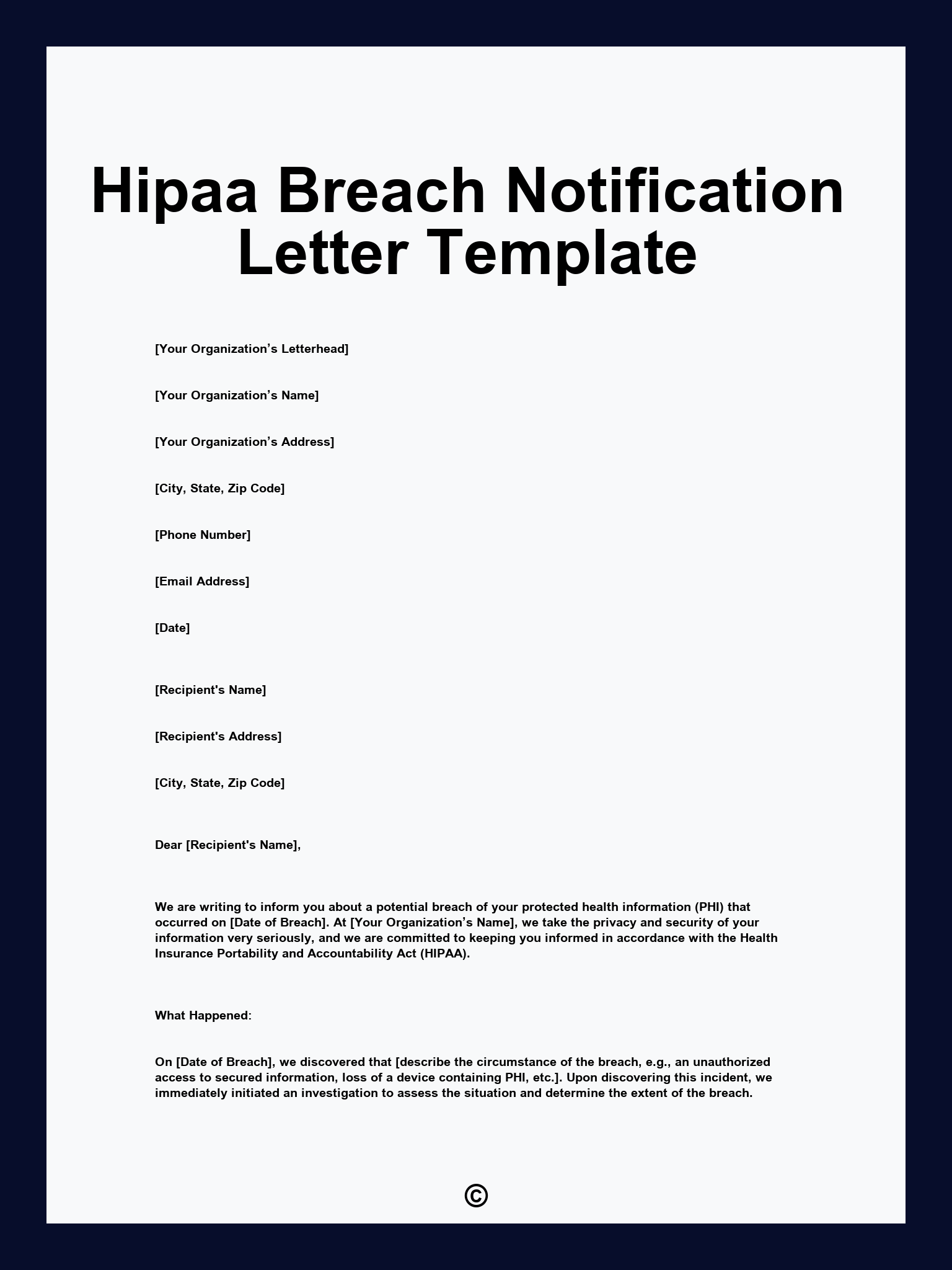 Hipaa Breach Notification Letter Template