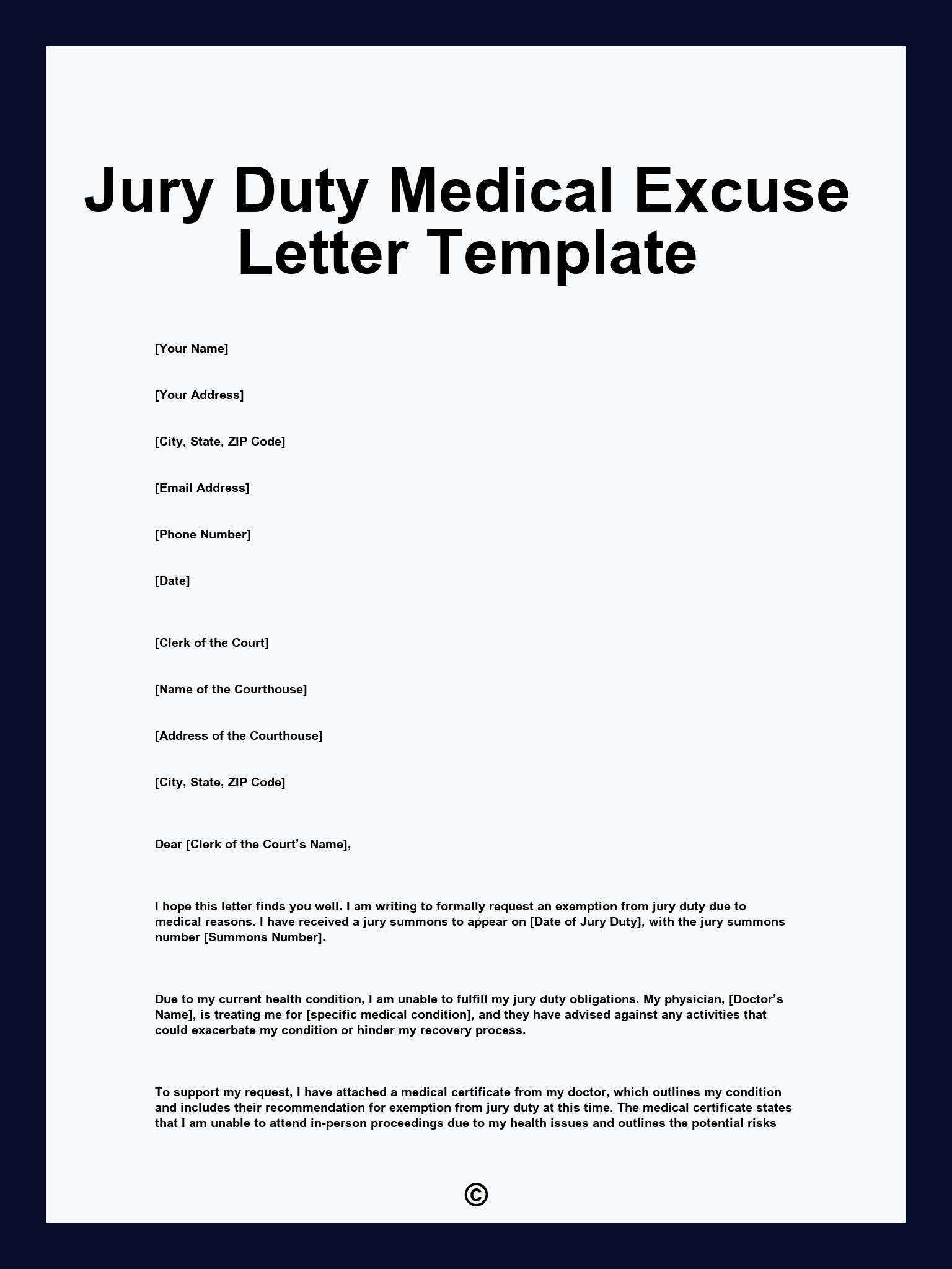 Jury Duty Medical Excuse Letter Template