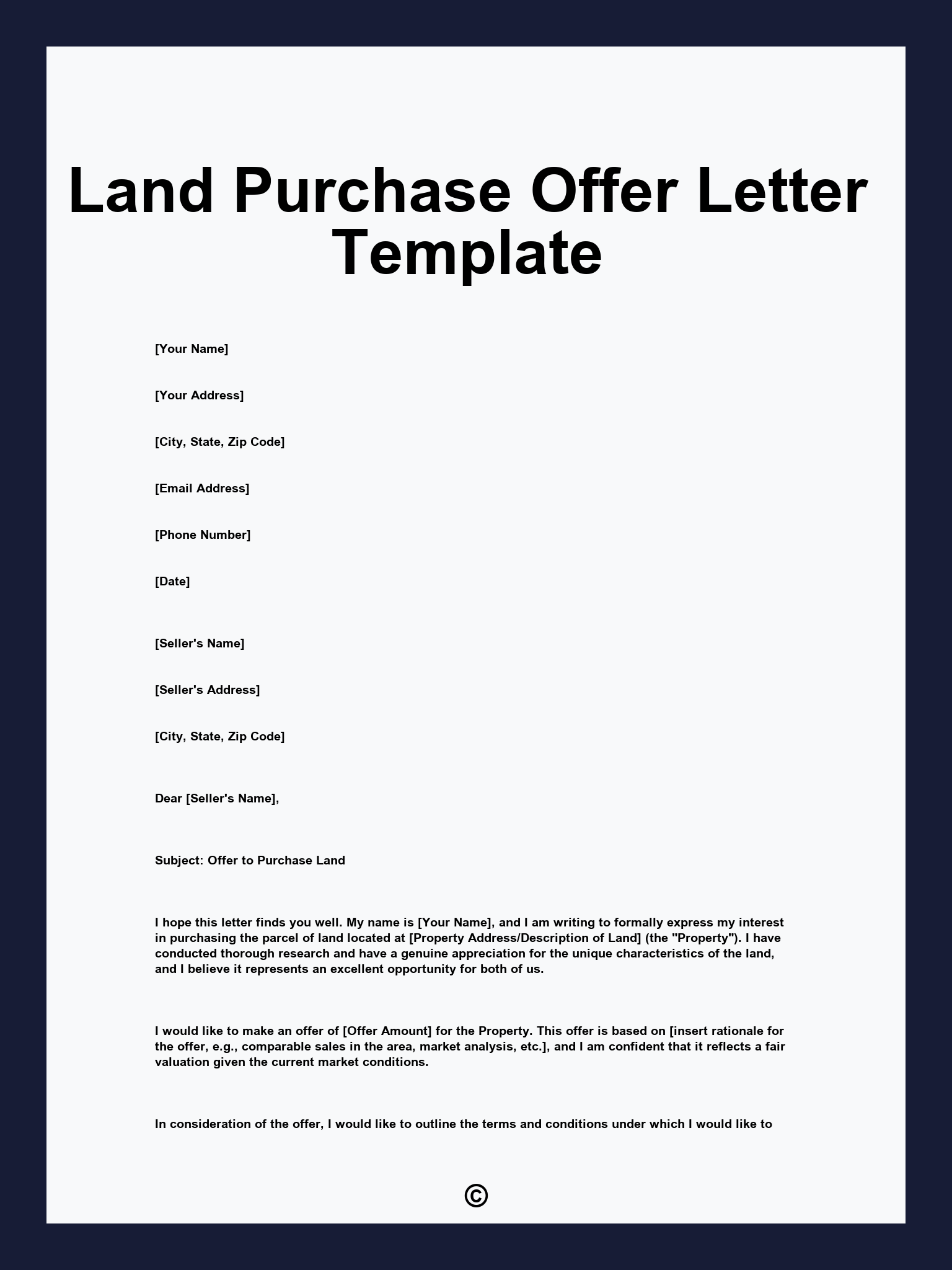 Land Purchase Offer Letter Template