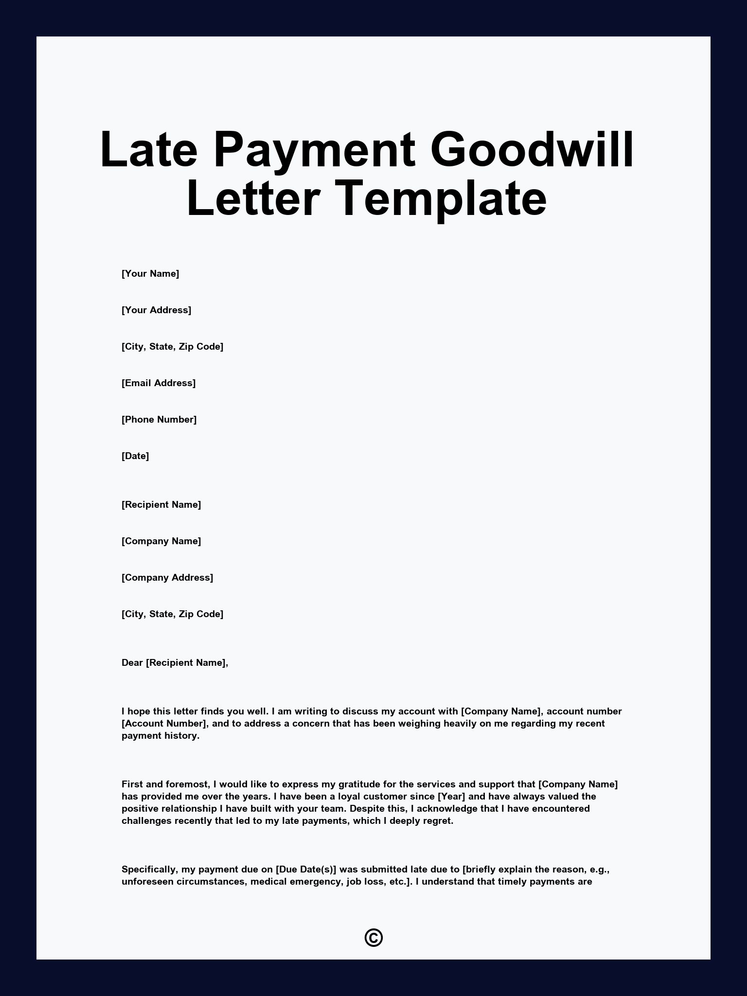 Late Payment Goodwill Letter Template