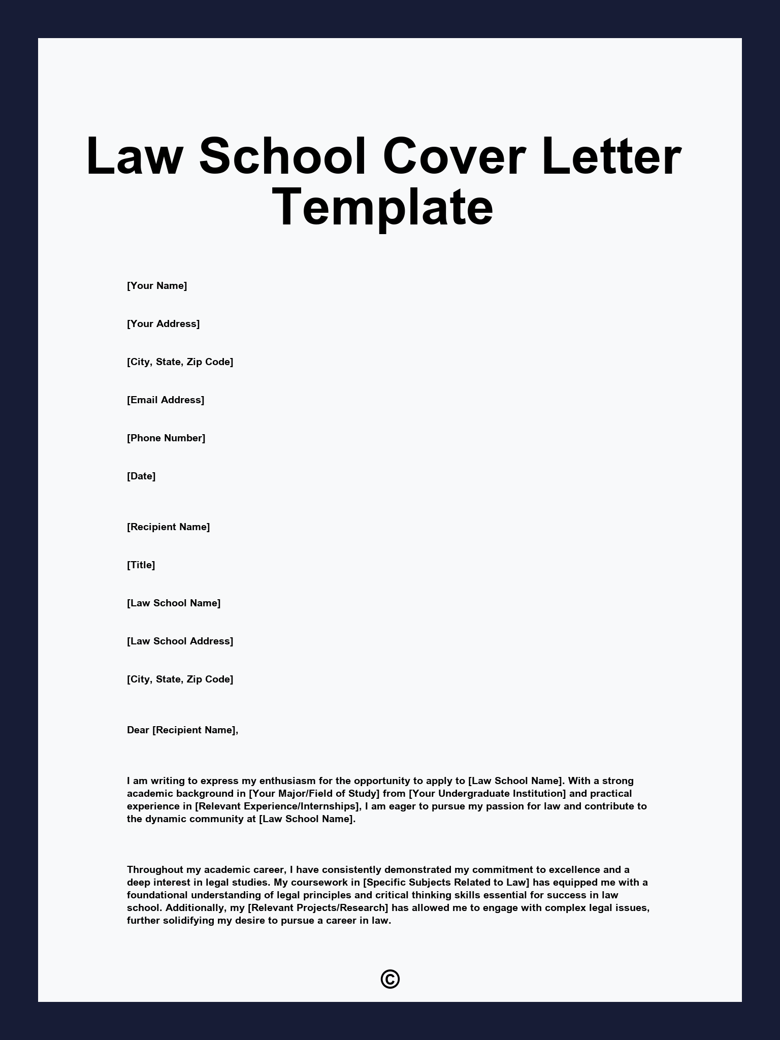 Law School Cover Letter Template