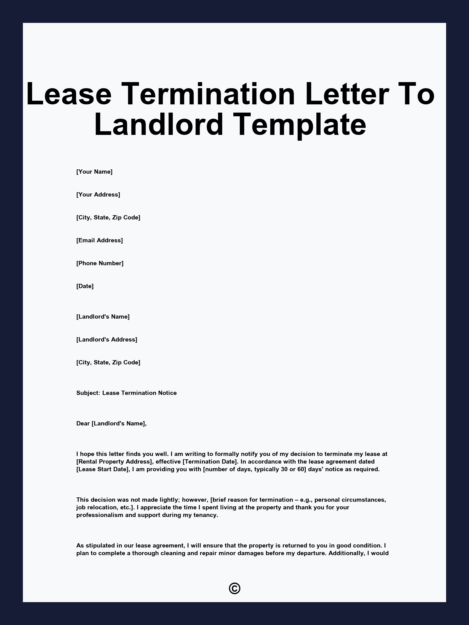 Lease Termination Letter To Landlord Template