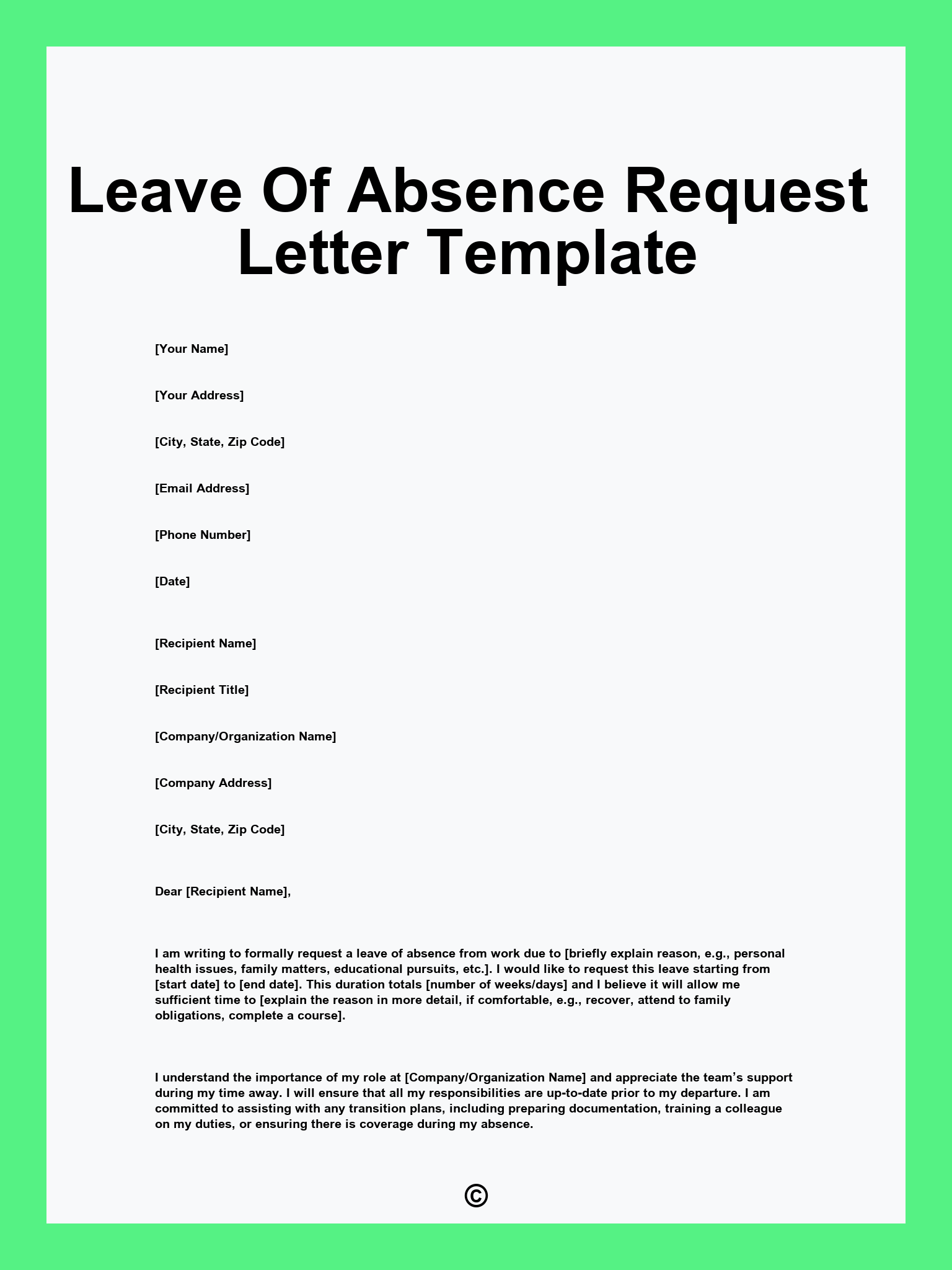Leave Of Absence Request Letter Template