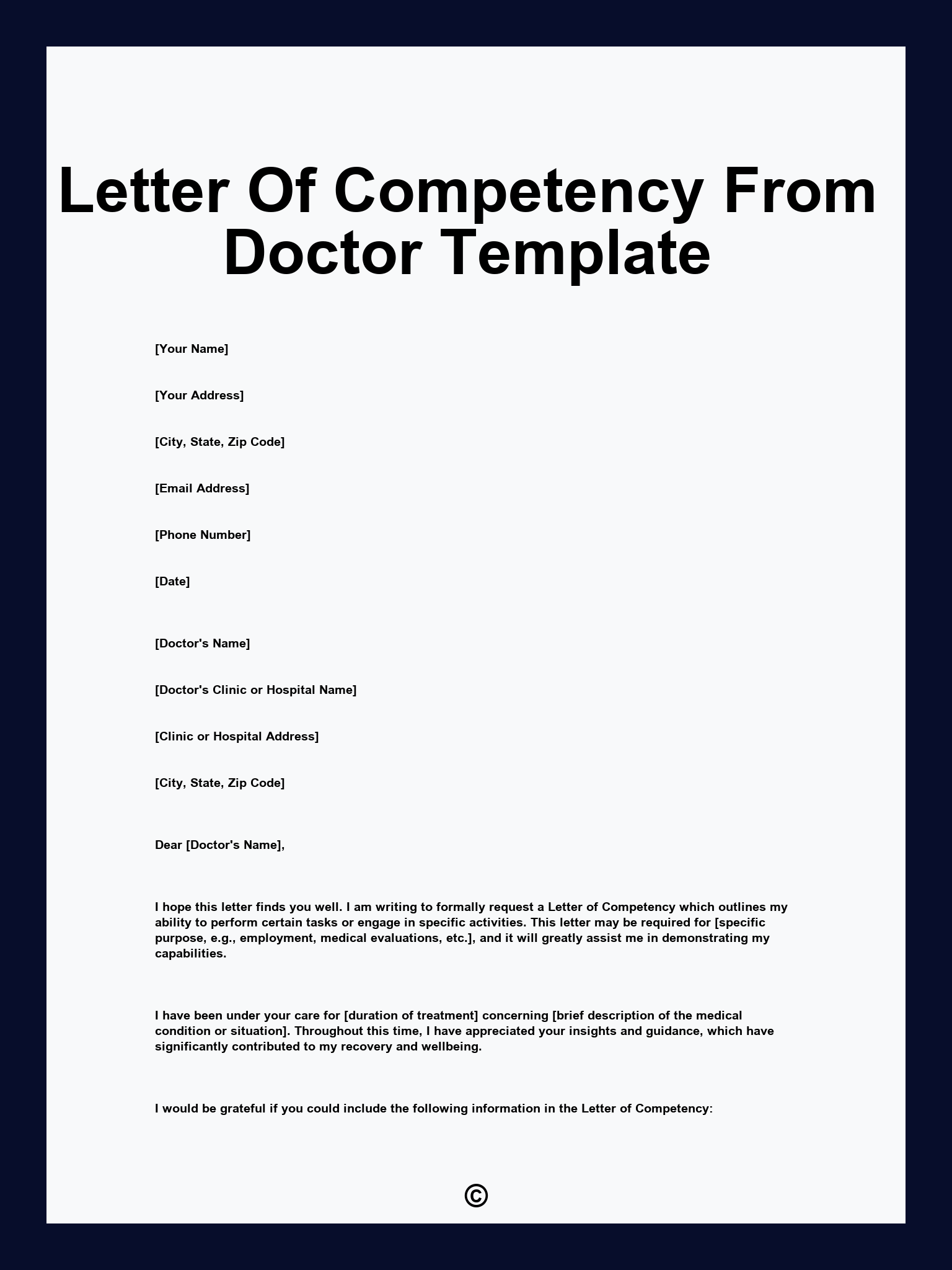 Letter Of Competency From Doctor Template