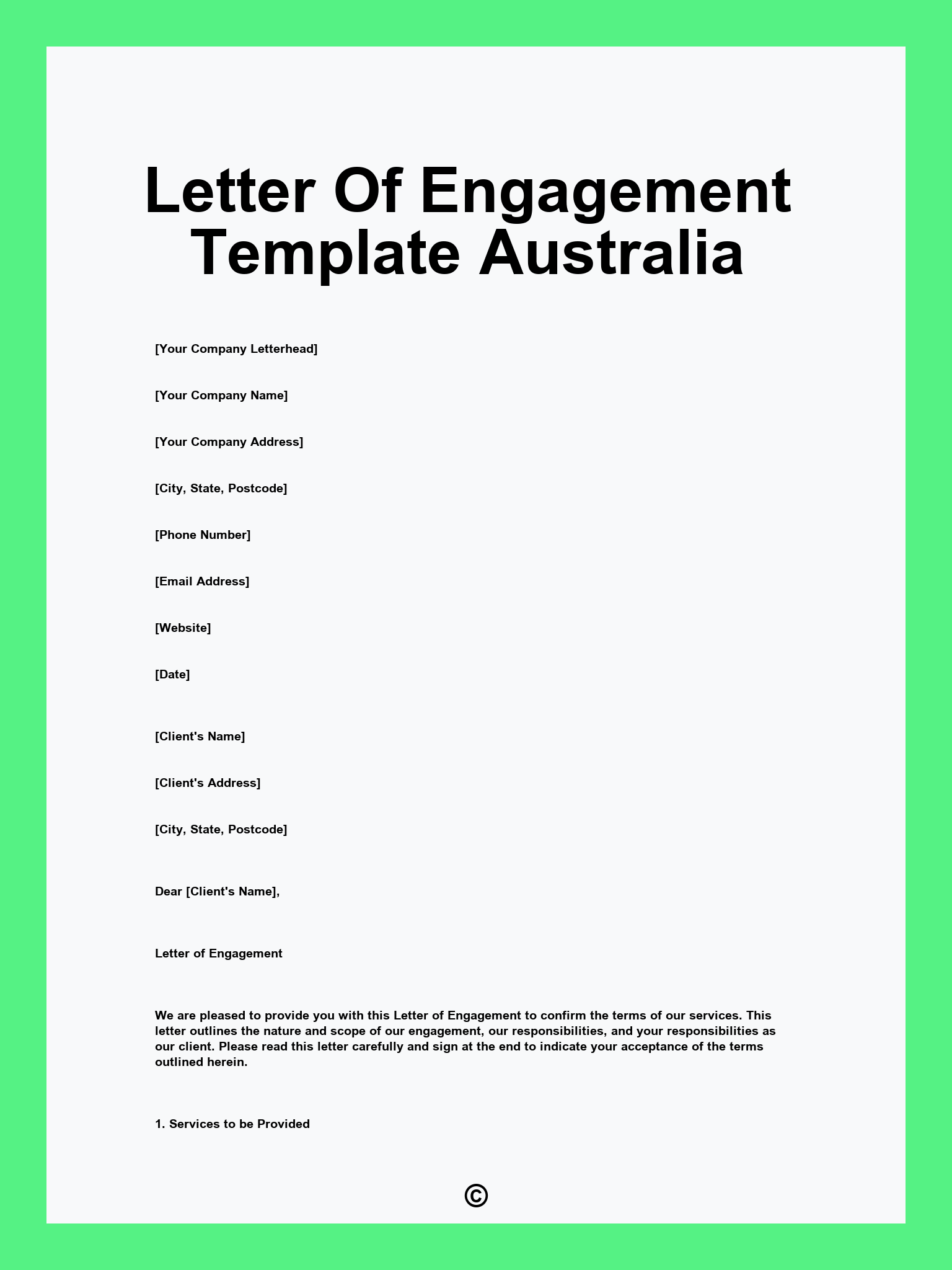 Letter Of Engagement Template Australia