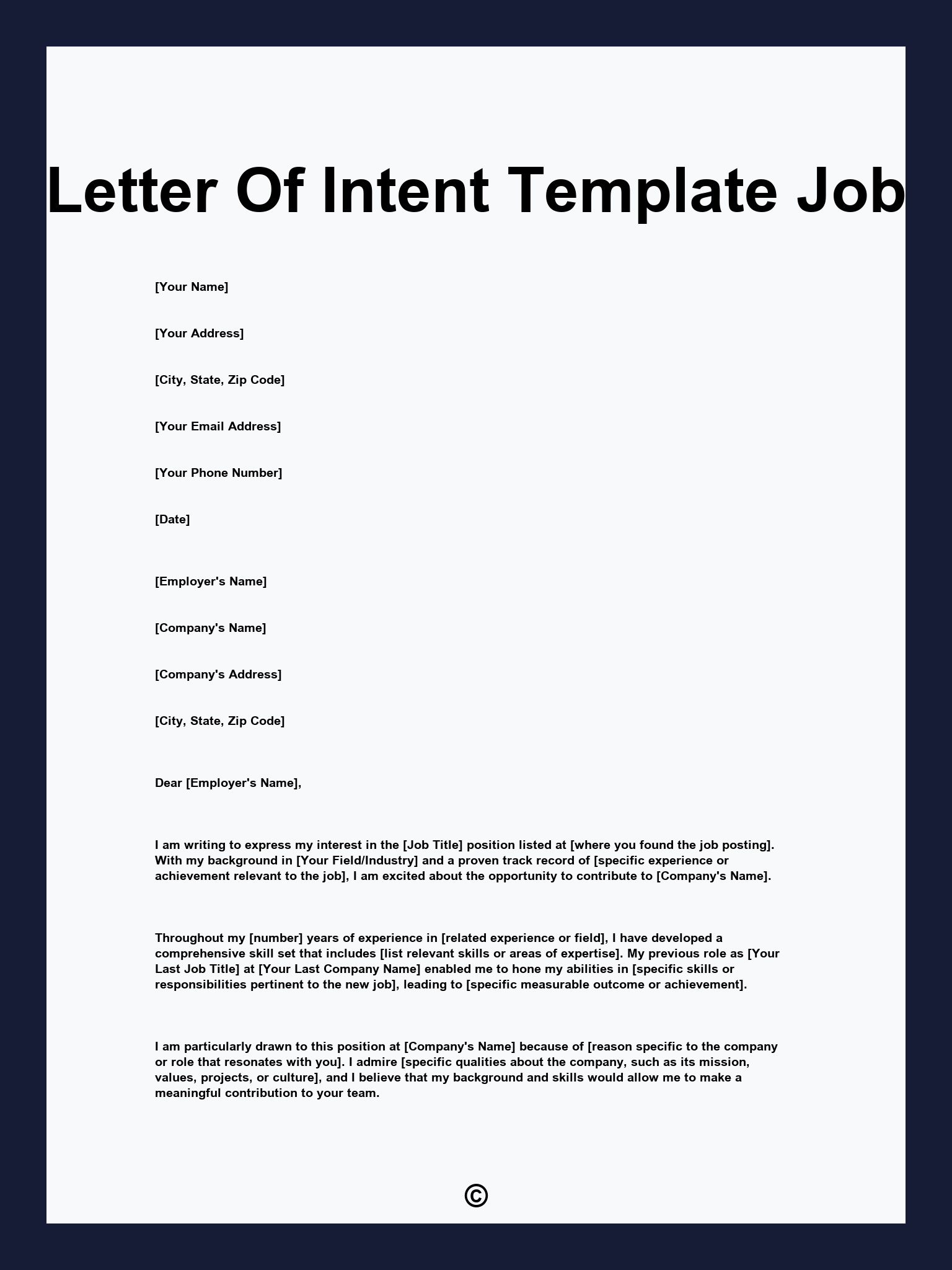 Letter Of Intent Template Job