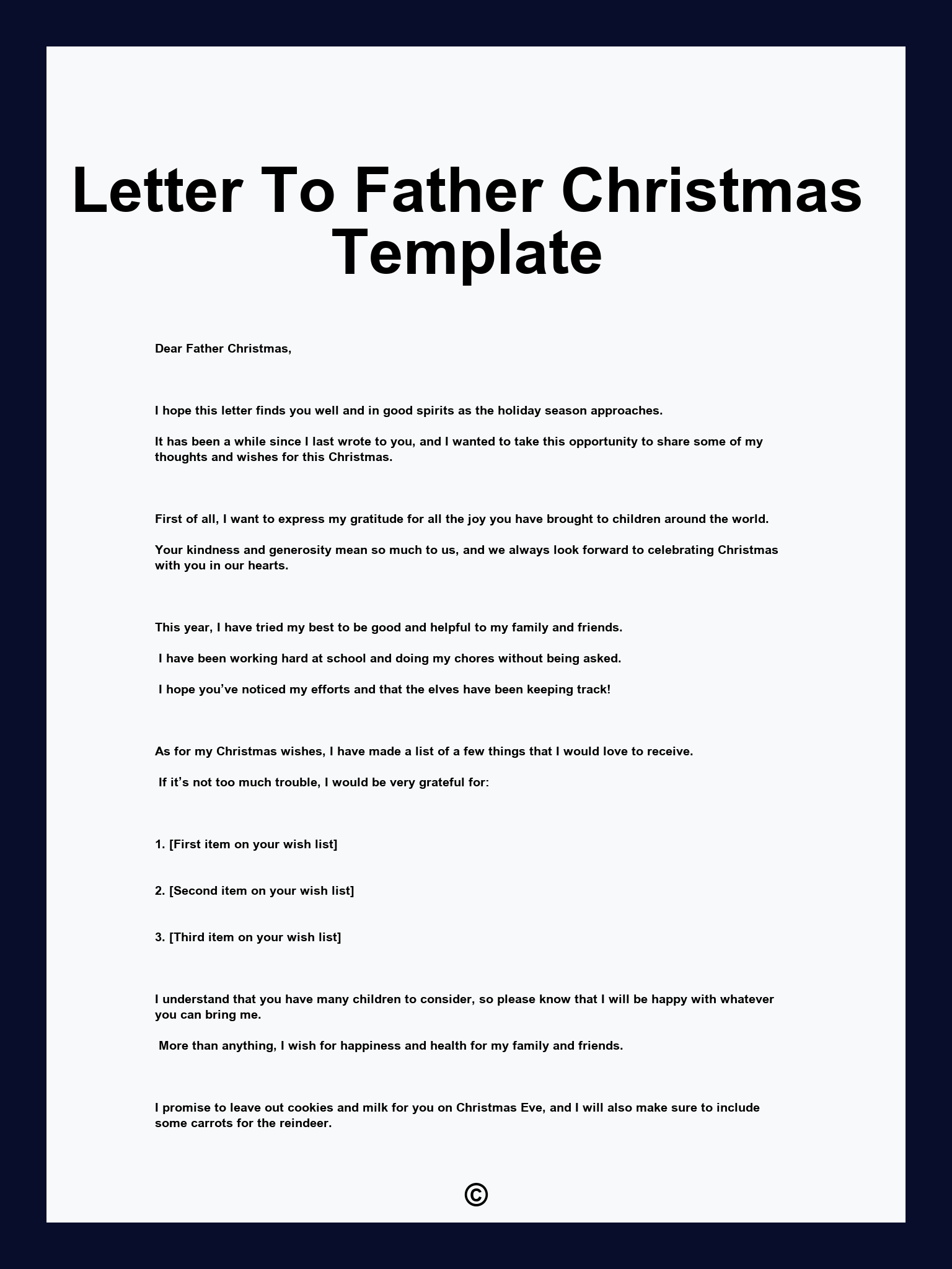 Letter To Father Christmas Template