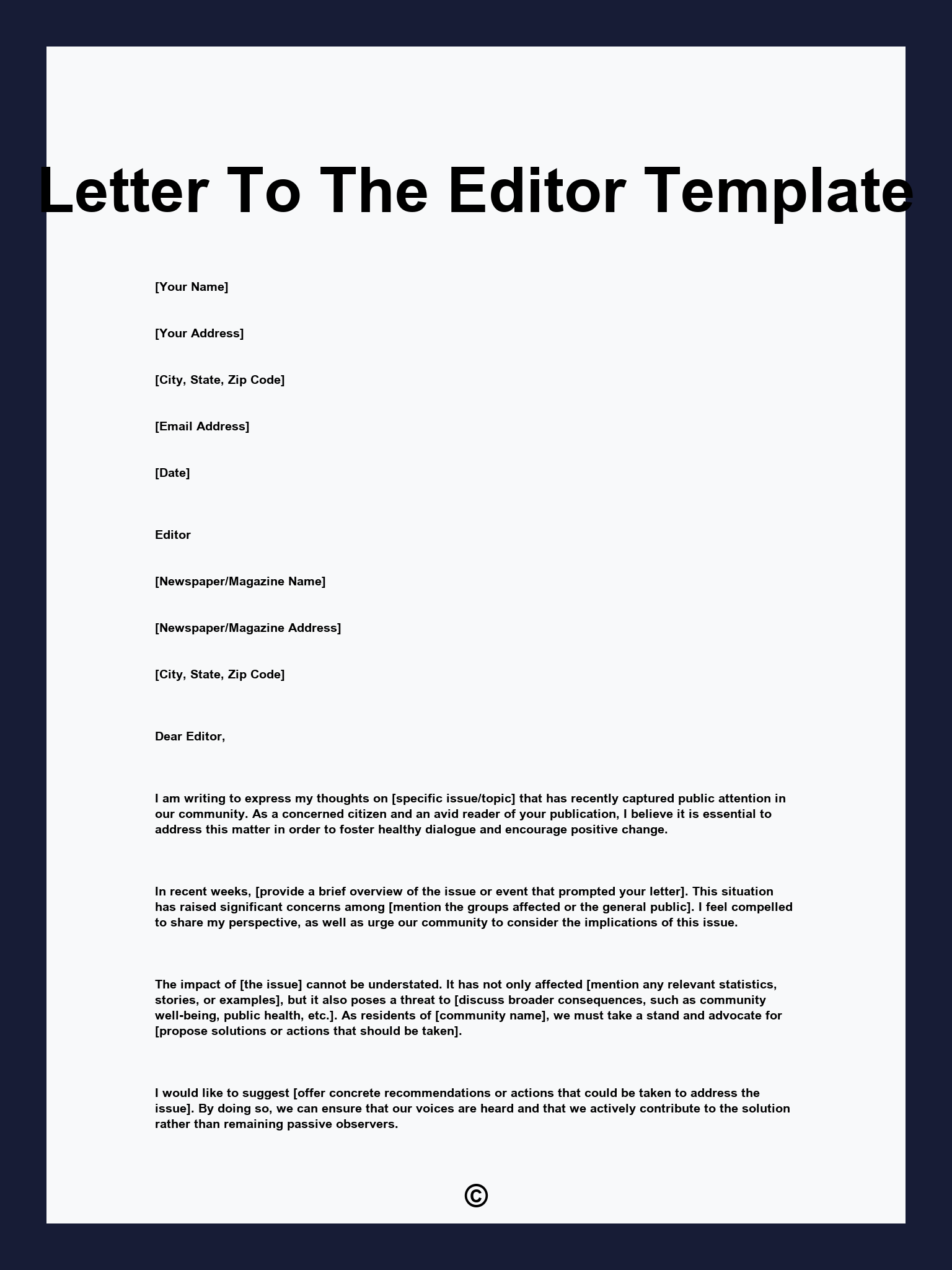 Letter To The Editor Template