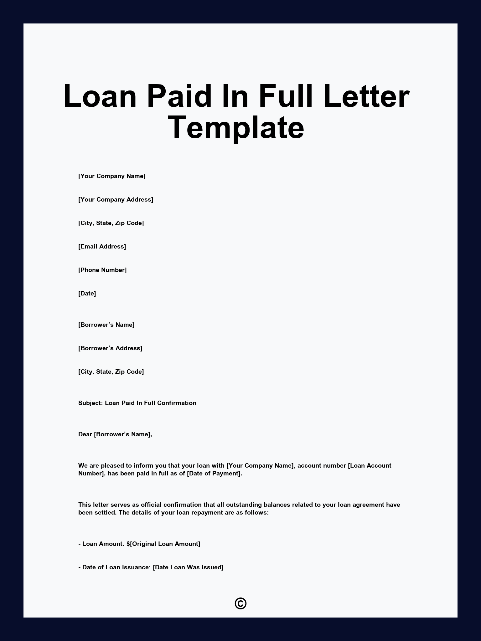 Loan Paid In Full Letter Template