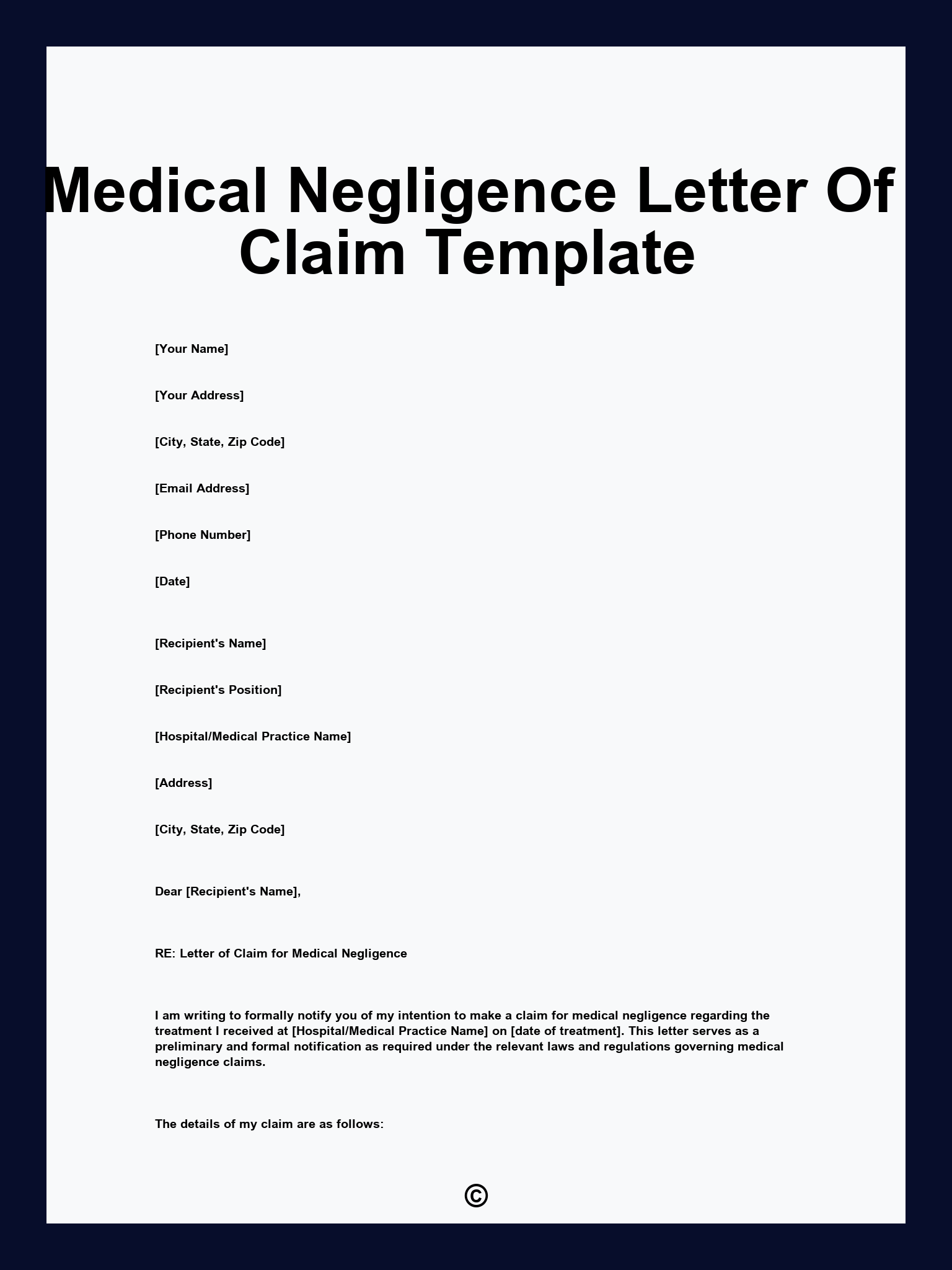 Medical Negligence Letter Of Claim Template