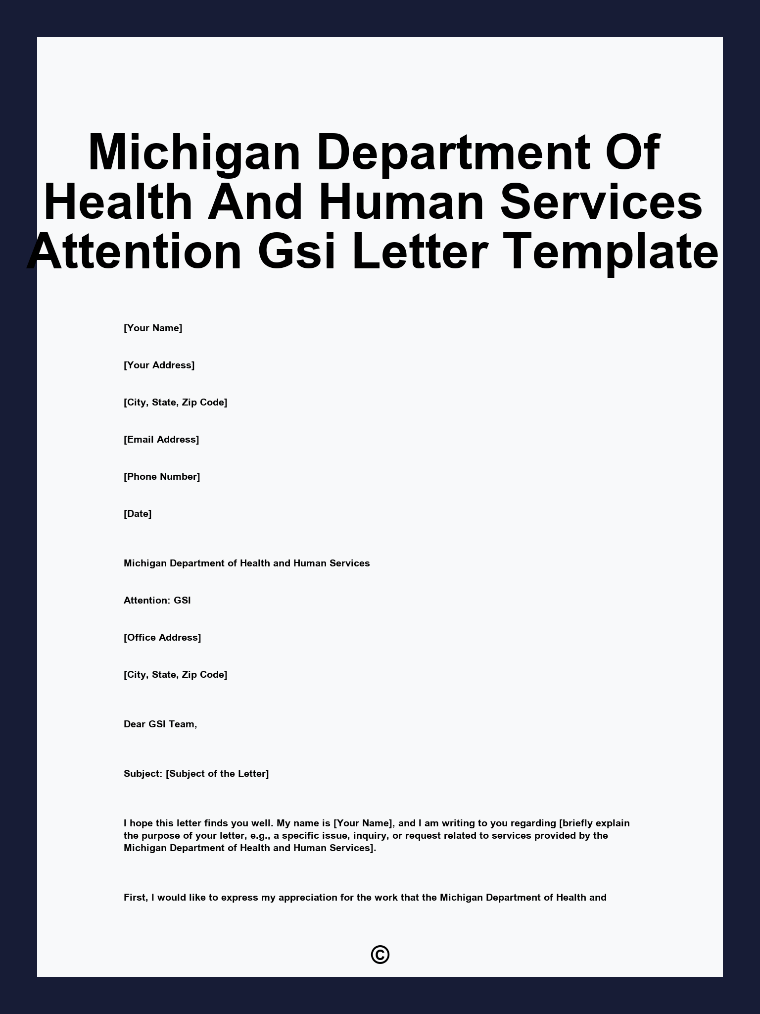 Michigan Department Of Health And Human Services Attention Gsi Letter Template