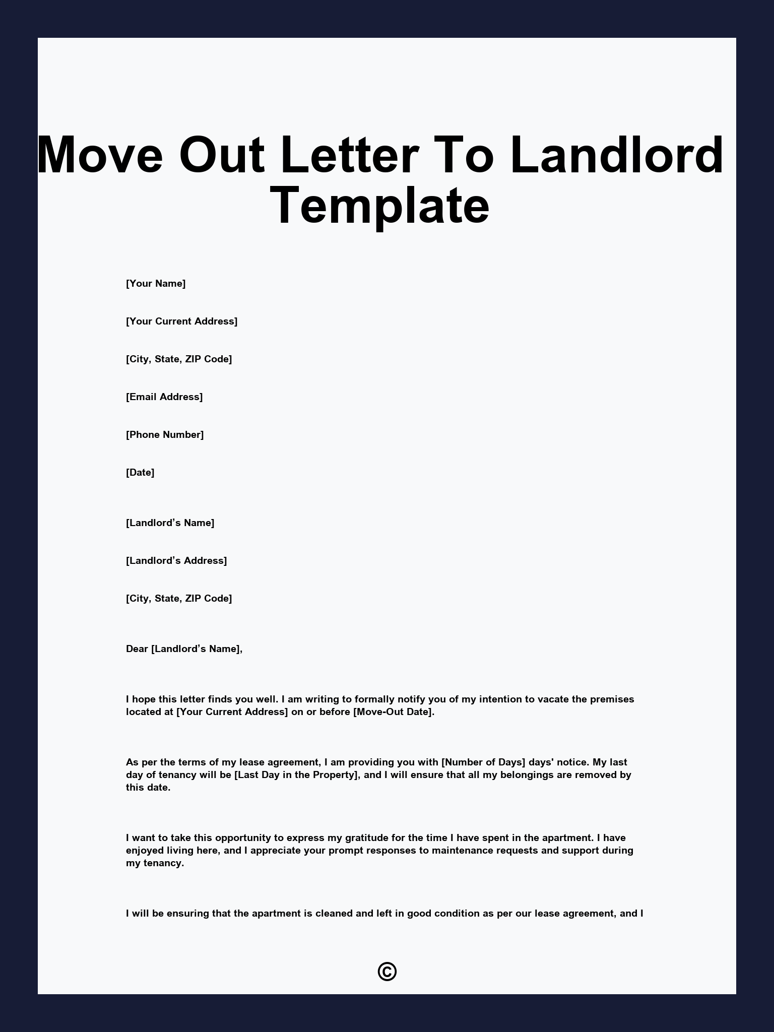 Move Out Letter To Landlord Template