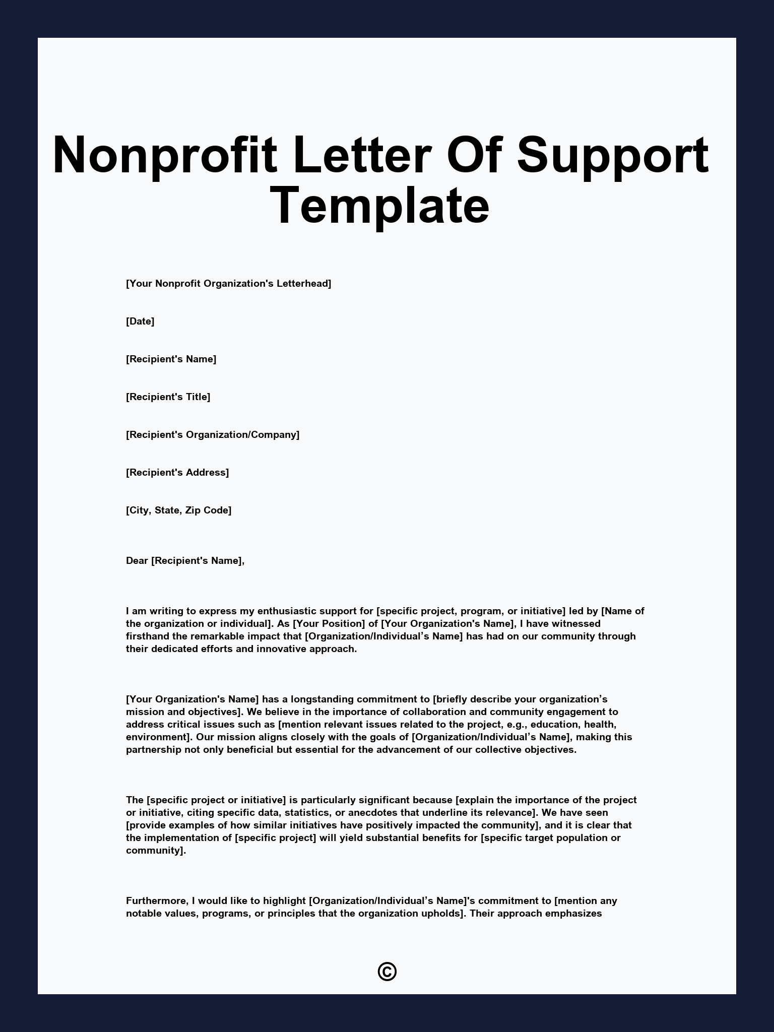 Nonprofit Letter Of Support Template
