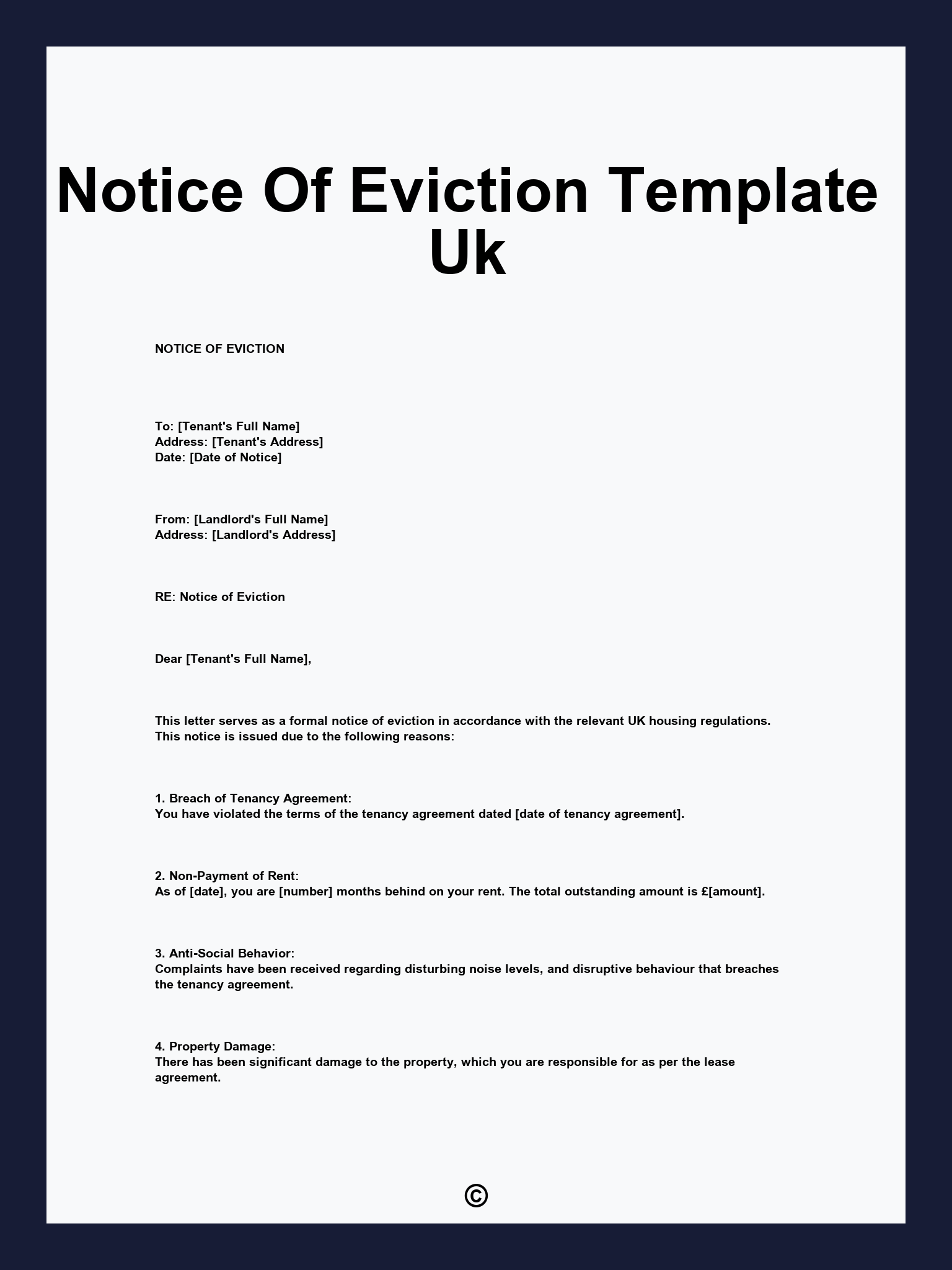 Notice Of Eviction Template Uk