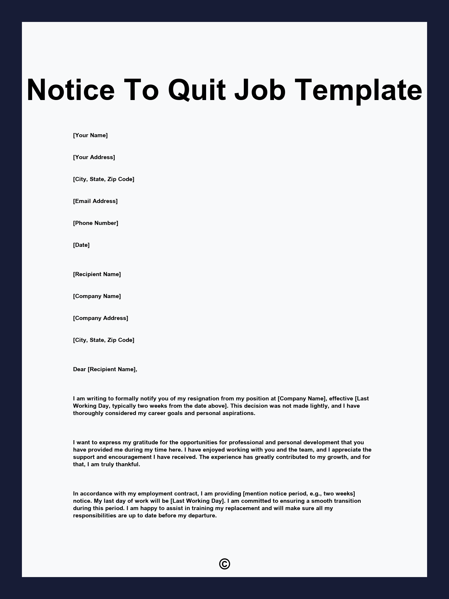 Notice To Quit Job Template