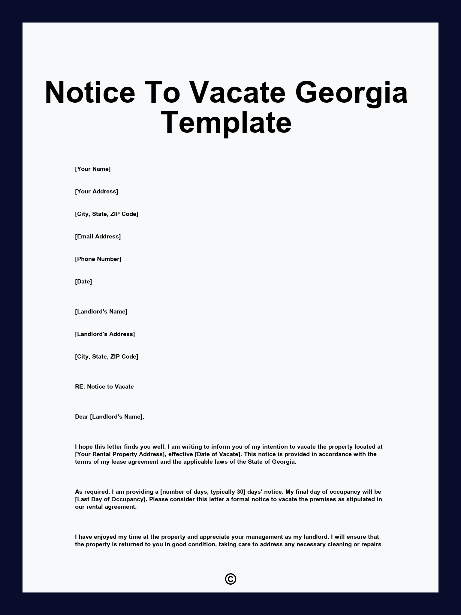 Notice To Vacate Georgia Template