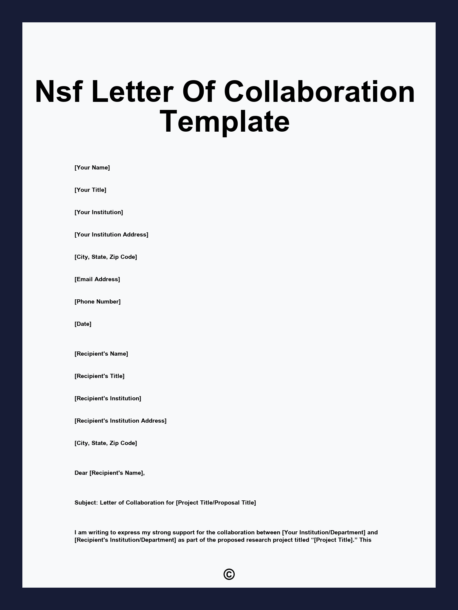 Nsf Letter Of Collaboration Template