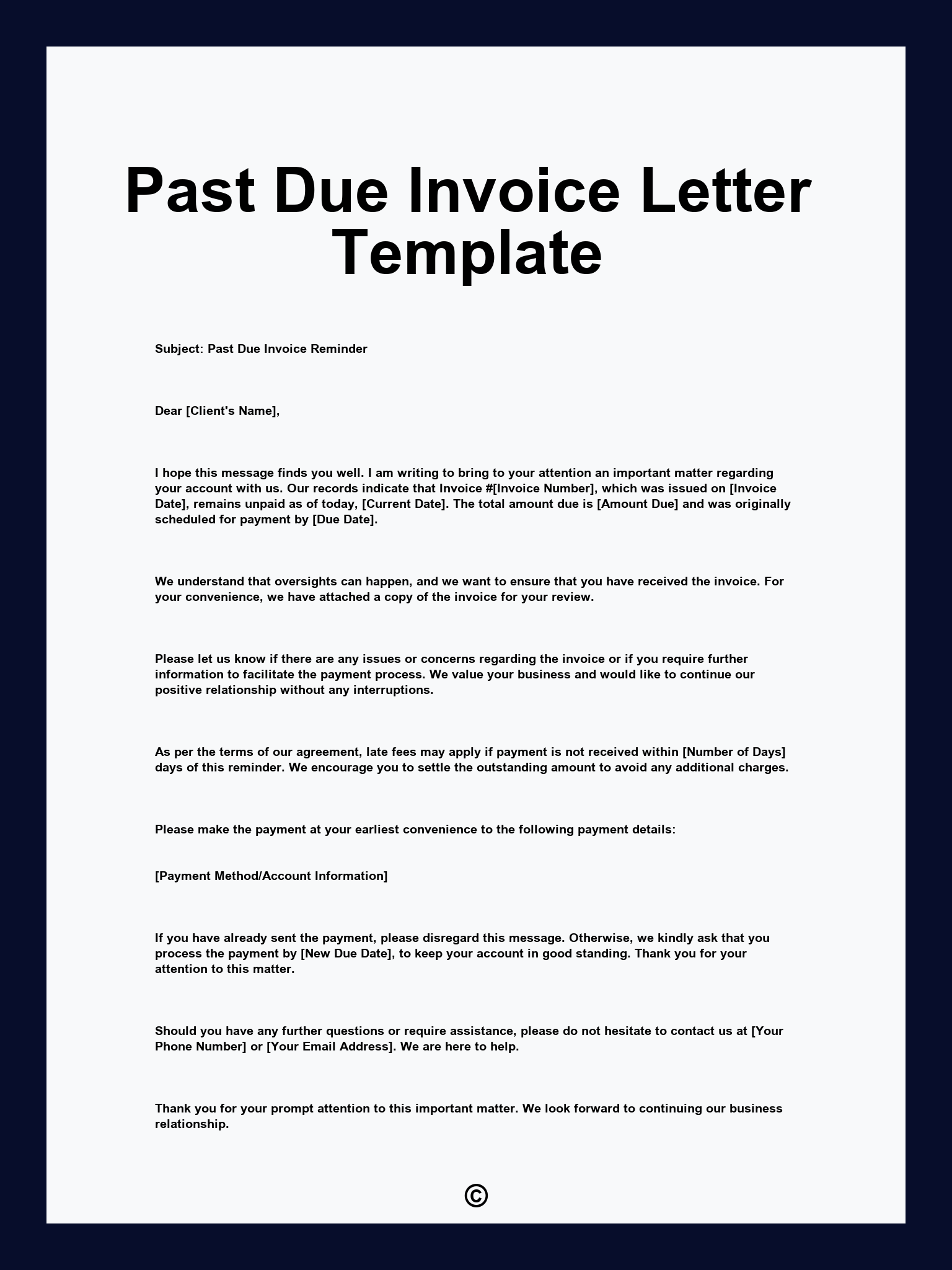 Past Due Invoice Letter Template