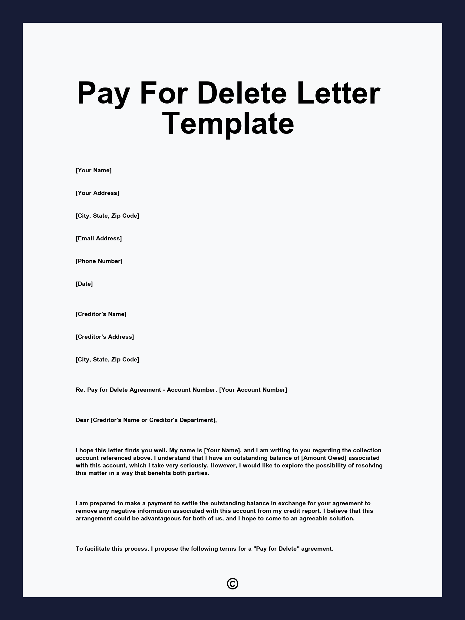 Pay For Delete Letter Template