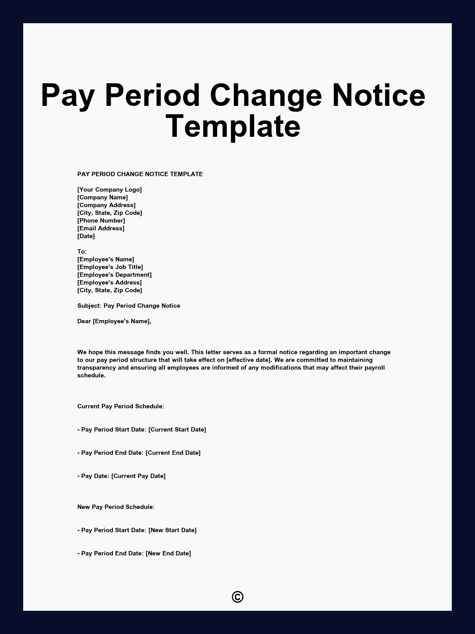 Pay Period Change Notice Template