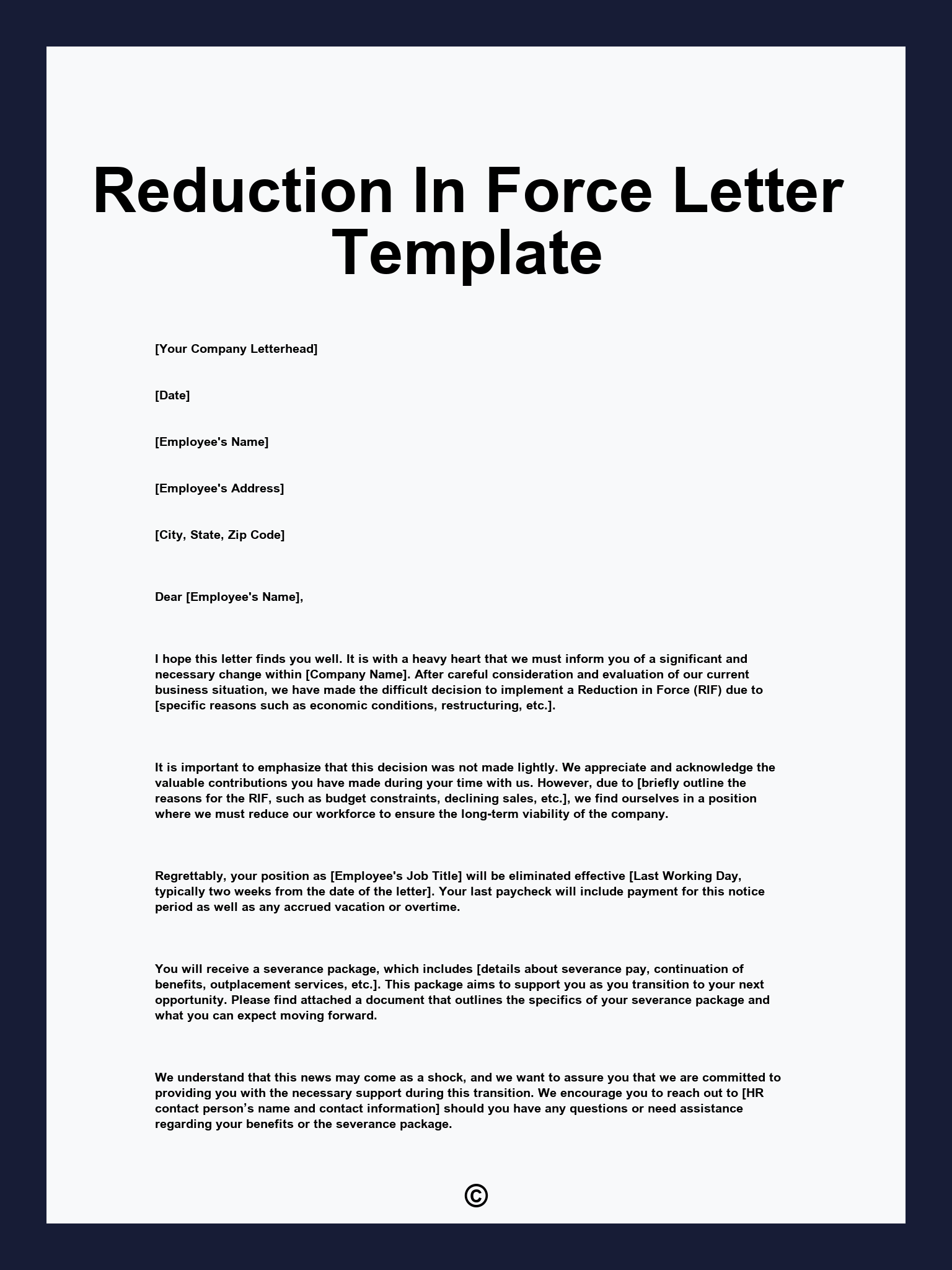 Reduction In Force Letter Template