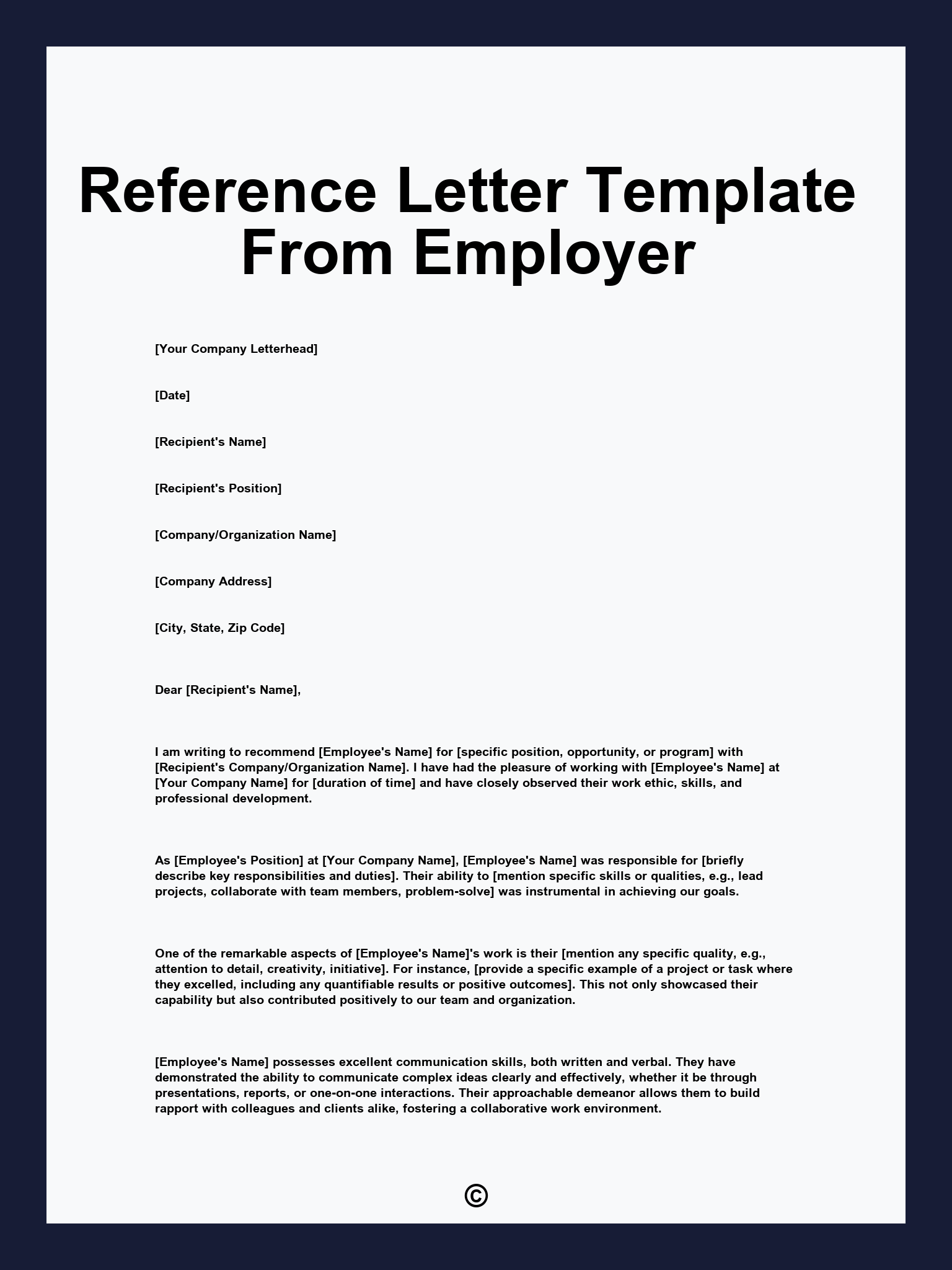 Reference Letter Template From Employer