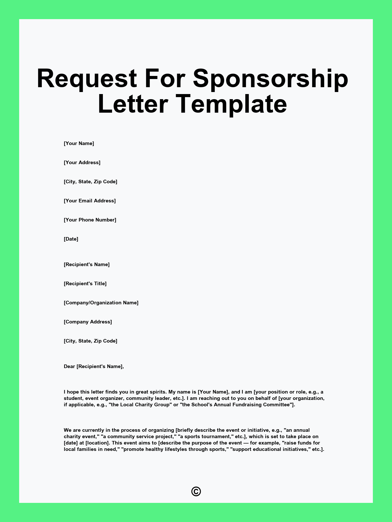 Request For Sponsorship Letter Template