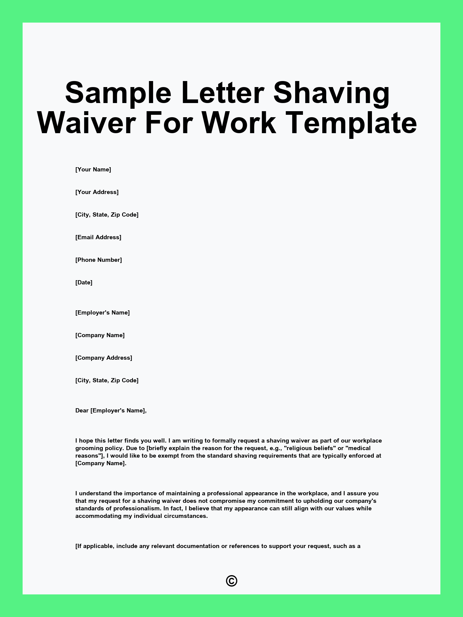Sample Letter Shaving Waiver For Work Template