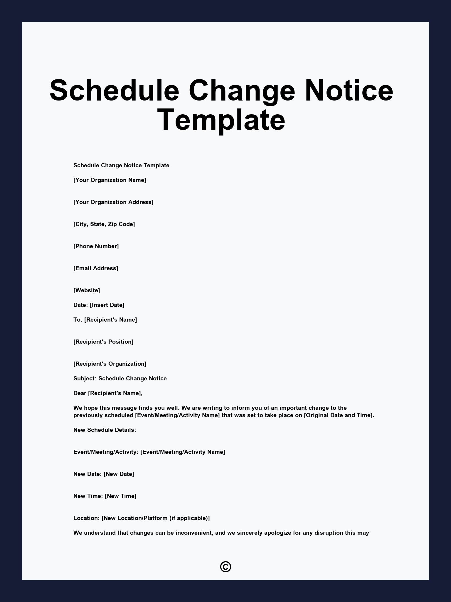 Schedule Change Notice Template